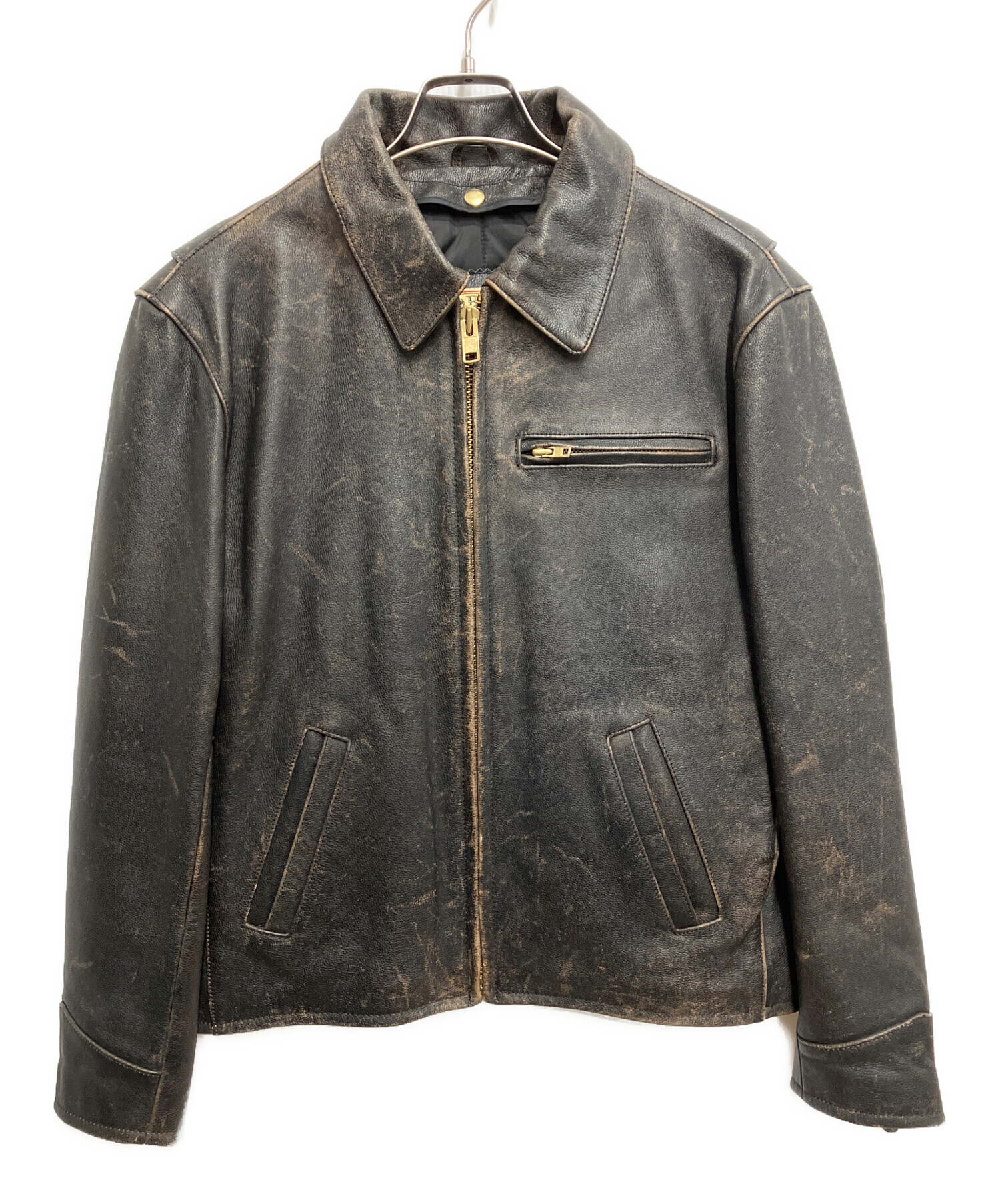 MORGAN PRODUCTS / レザージャケット・ブルゾン/38/レザー/GRY/無地 中古・古着通販】MORGAN (モーガン) ライナー付レザージャケット