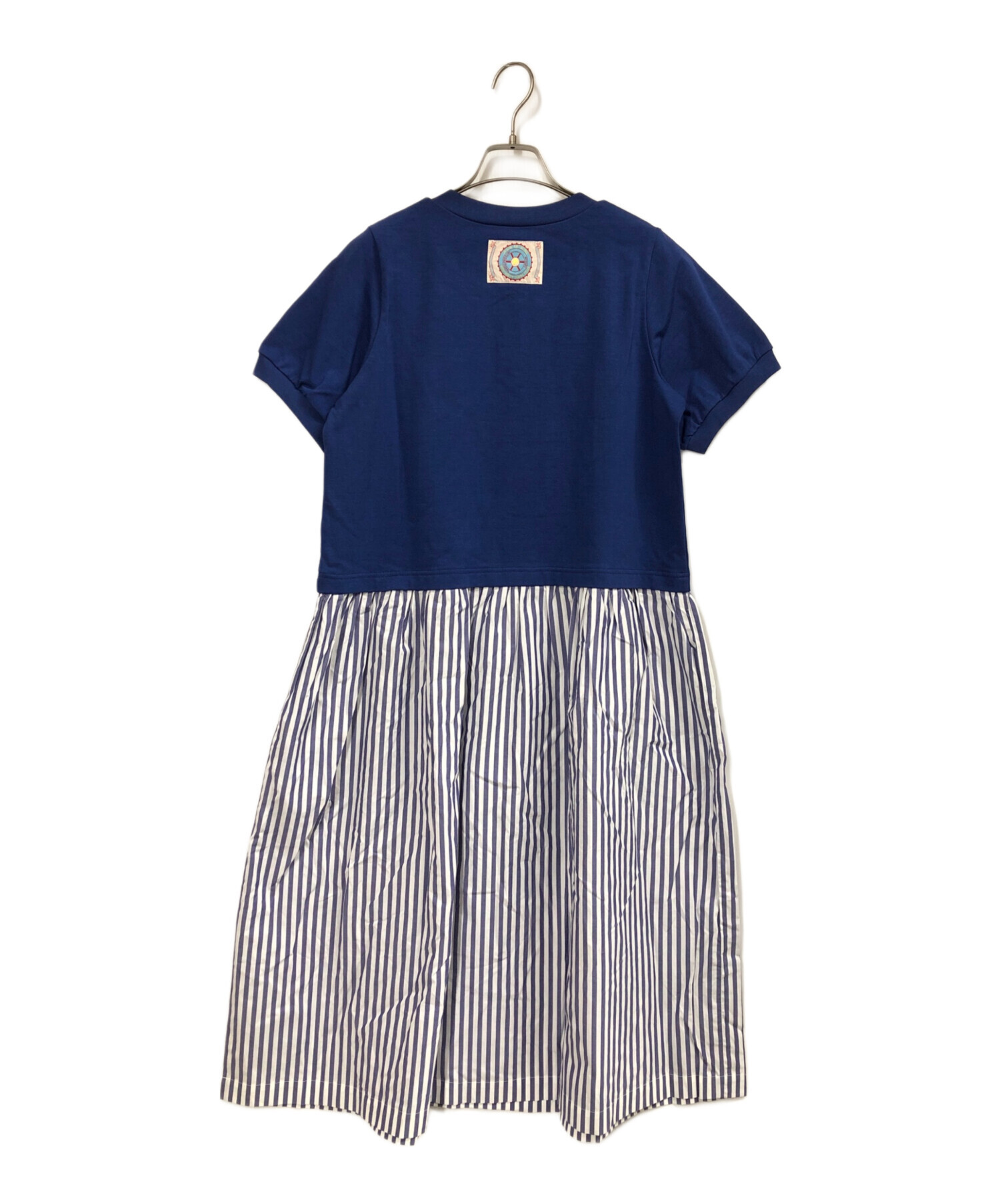 ピンクハウス ネイビー ピコフリル使い ダンガリーワンピース 中古・古着通販】PINK HOUSE (ピンクハウス) ロンドンストライプ使い