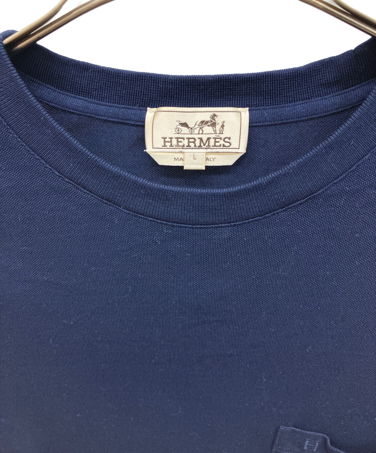 中古・古着通販】HERMES (エルメス) ポケットTシャツ ネイビー サイズ