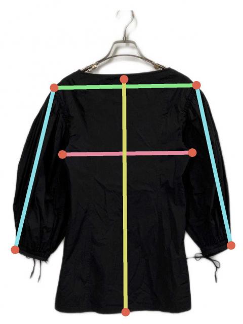 JIL SANDER - ジルサンダー コットンギャザーボリュームスリーブブラウス 八分袖 32 黒 中古・古着通販】JIL SANDER (ジルサンダー) ギャザースリーブブラウス
