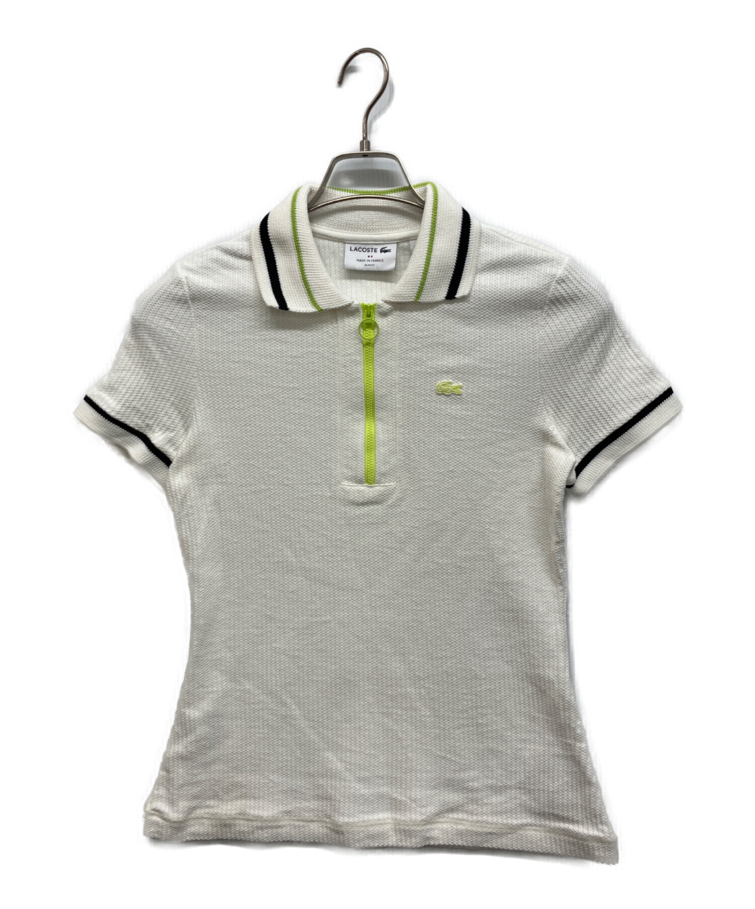 LACOSTE ワッフルピケ ハーフジップポロシャツ ホワイト 40 中古・古着通販】LACOSTE (ラコステ) ワッフルピケ ハーフジップ