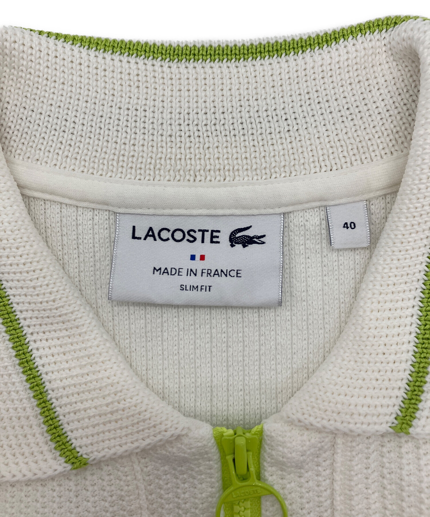 LACOSTE ワッフルピケ ハーフジップポロシャツ ホワイト 40 中古・古着通販】LACOSTE (ラコステ) ワッフルピケ ハーフジップ