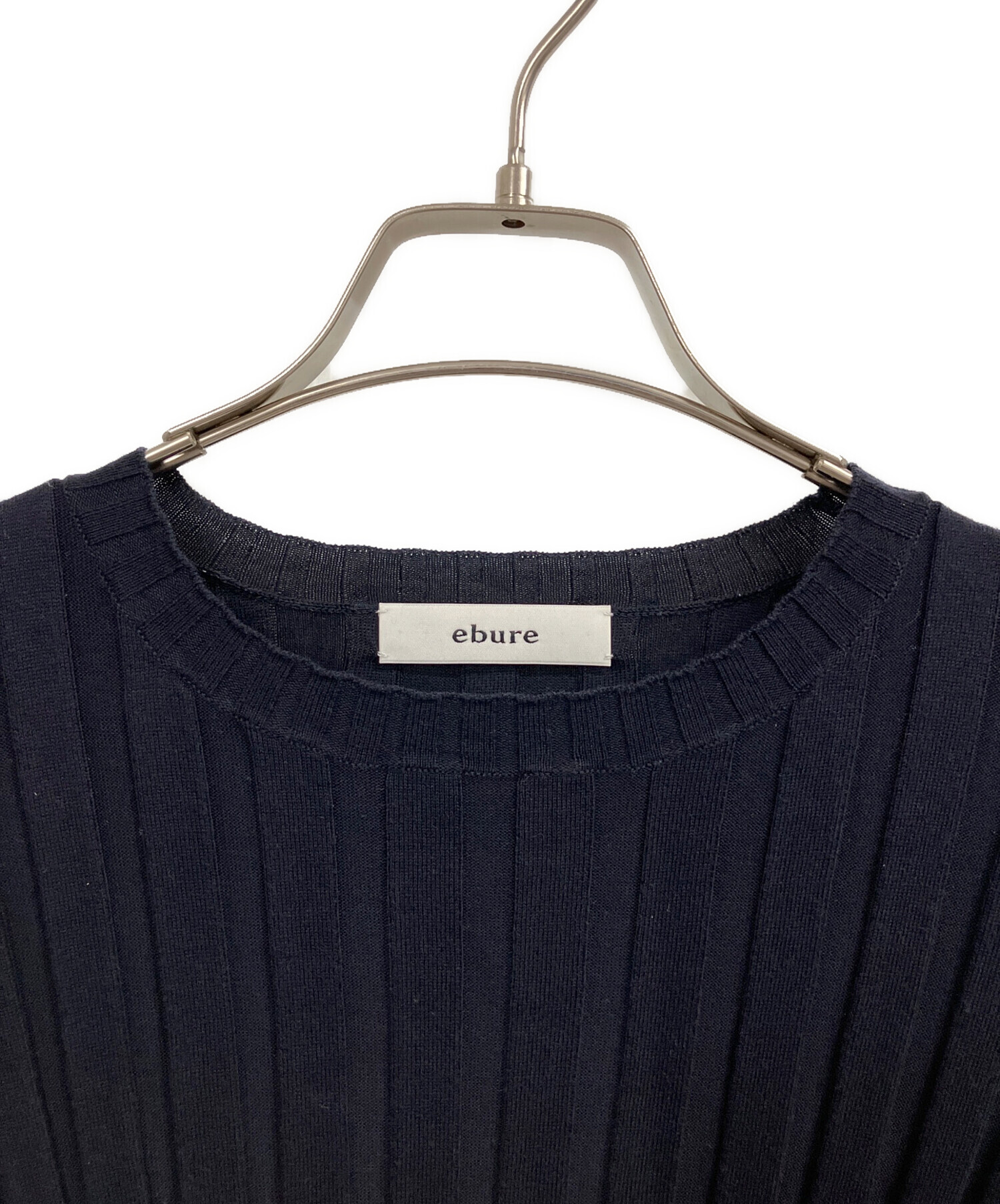 ebure クルーネックニット　新品未使用 中古・古着通販】ebure (エブール) リブクルーネックニット ネイビー