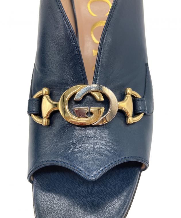 中古・古着通販】GUCCI (グッチ) ミュール ネイビー サイズ:37 中古・古着通販】GUCCI (グッチ) ミュール ネイビー サイズ:37