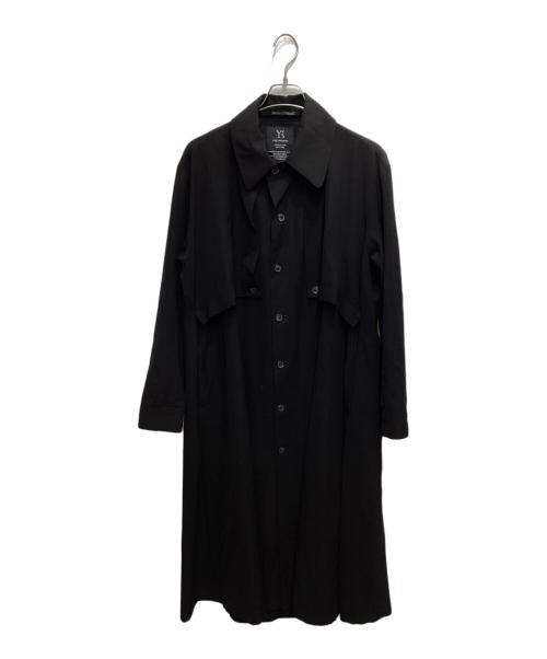 中古・古着通販】Y's (ワイズ) ウールギャバロングコート ブラック