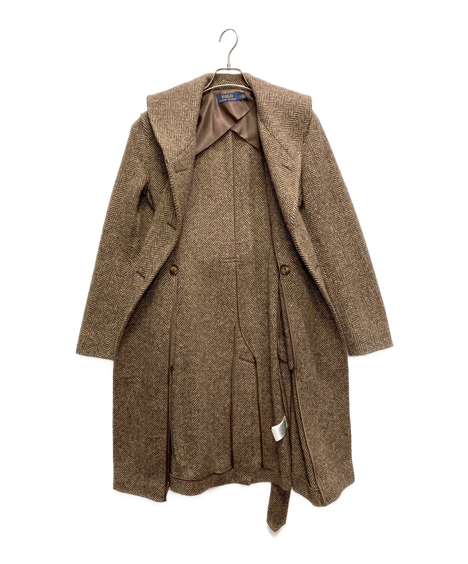 POLO RALPH LAUREN ヘリンボーン ロングコート サイズ0 中古・古着通販】POLO RALPH LAUREN (ポロ・ラルフローレン