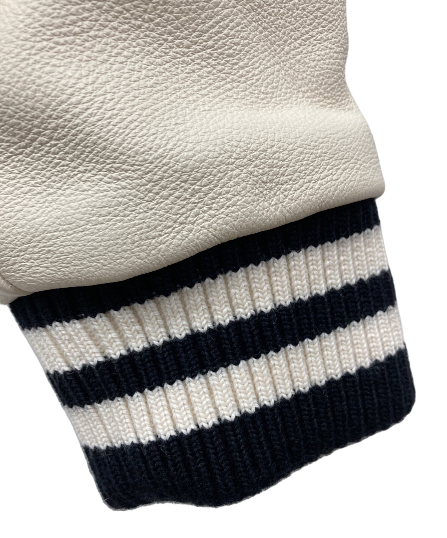 中古・古着通販】MAISON KITSUNE (メゾンキツネ) レザー切替スタジャン