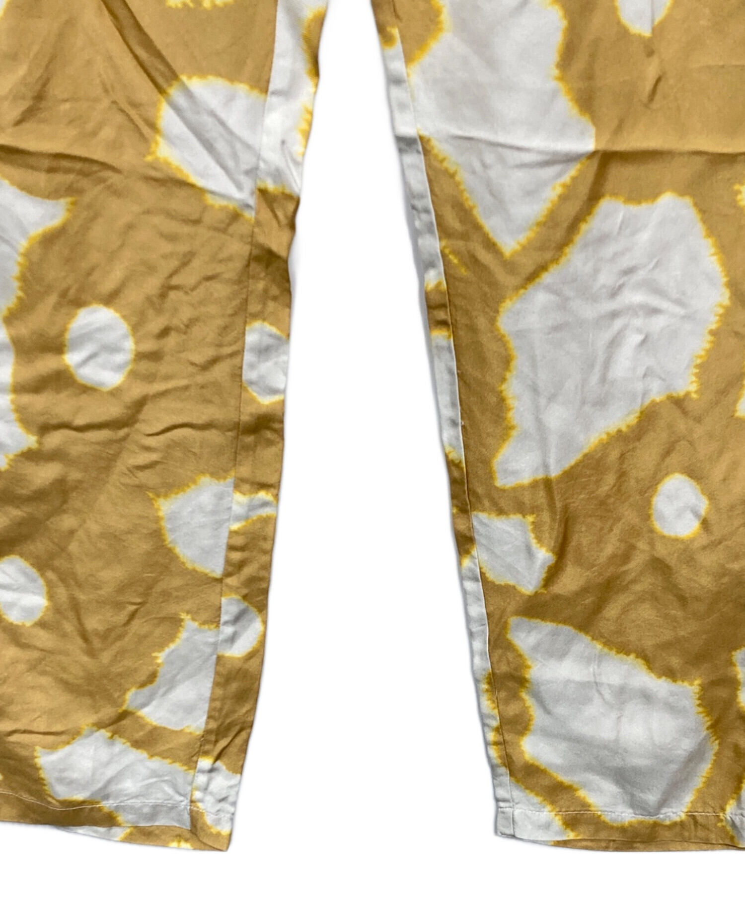 BANANATIME ペイズリー柄 シルクパンツ カーキXS ファスナー 中古・古着通販】BANANATIME (バナナタイム) 総柄シルクパンツ