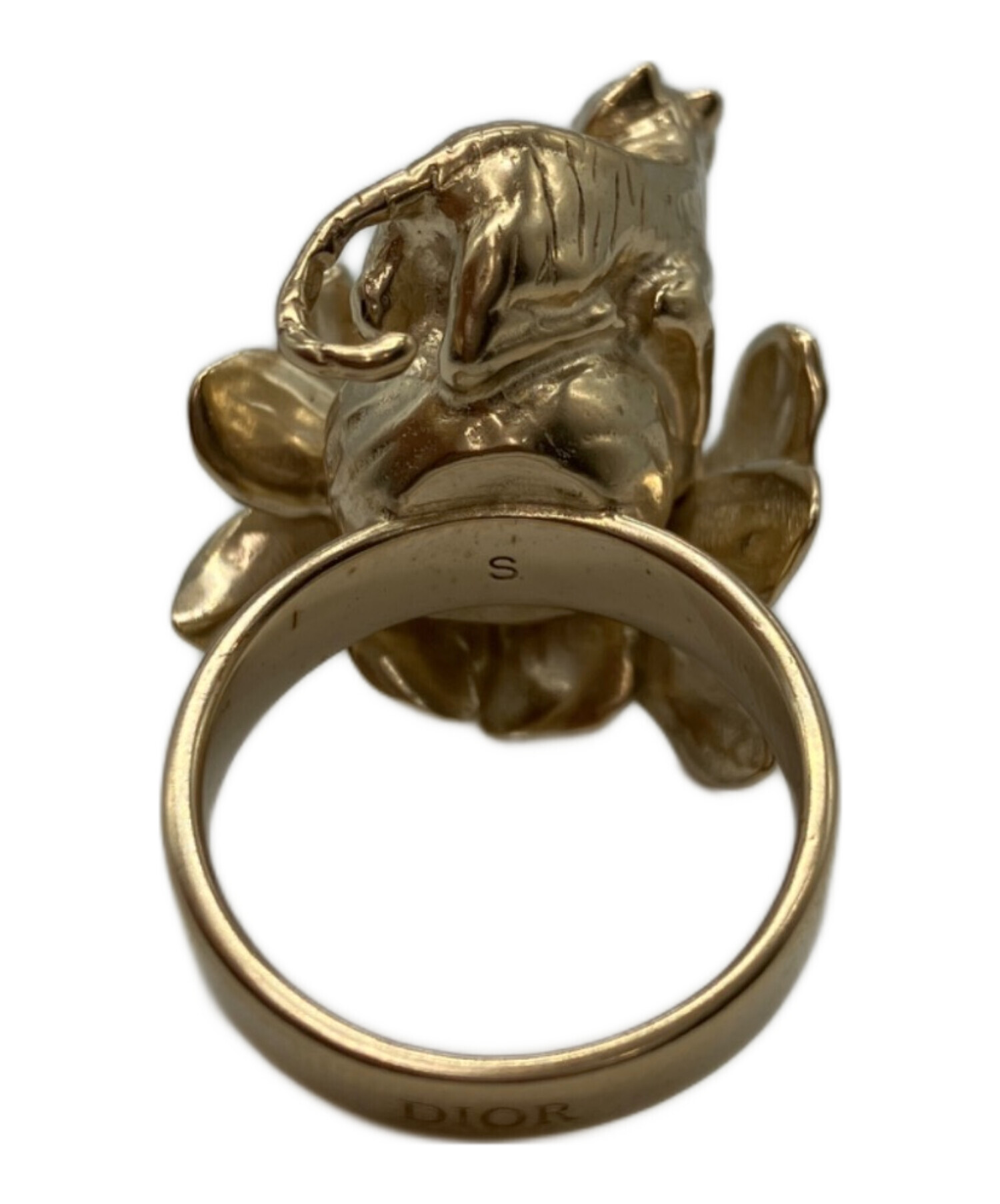 美品 ディオール 指輪 リング タイガーフラワー トラ 虎 花 ゴールド 6号 中古・古着通販】Dior (ディオール) タイガー&フラワーリング サイズ:9