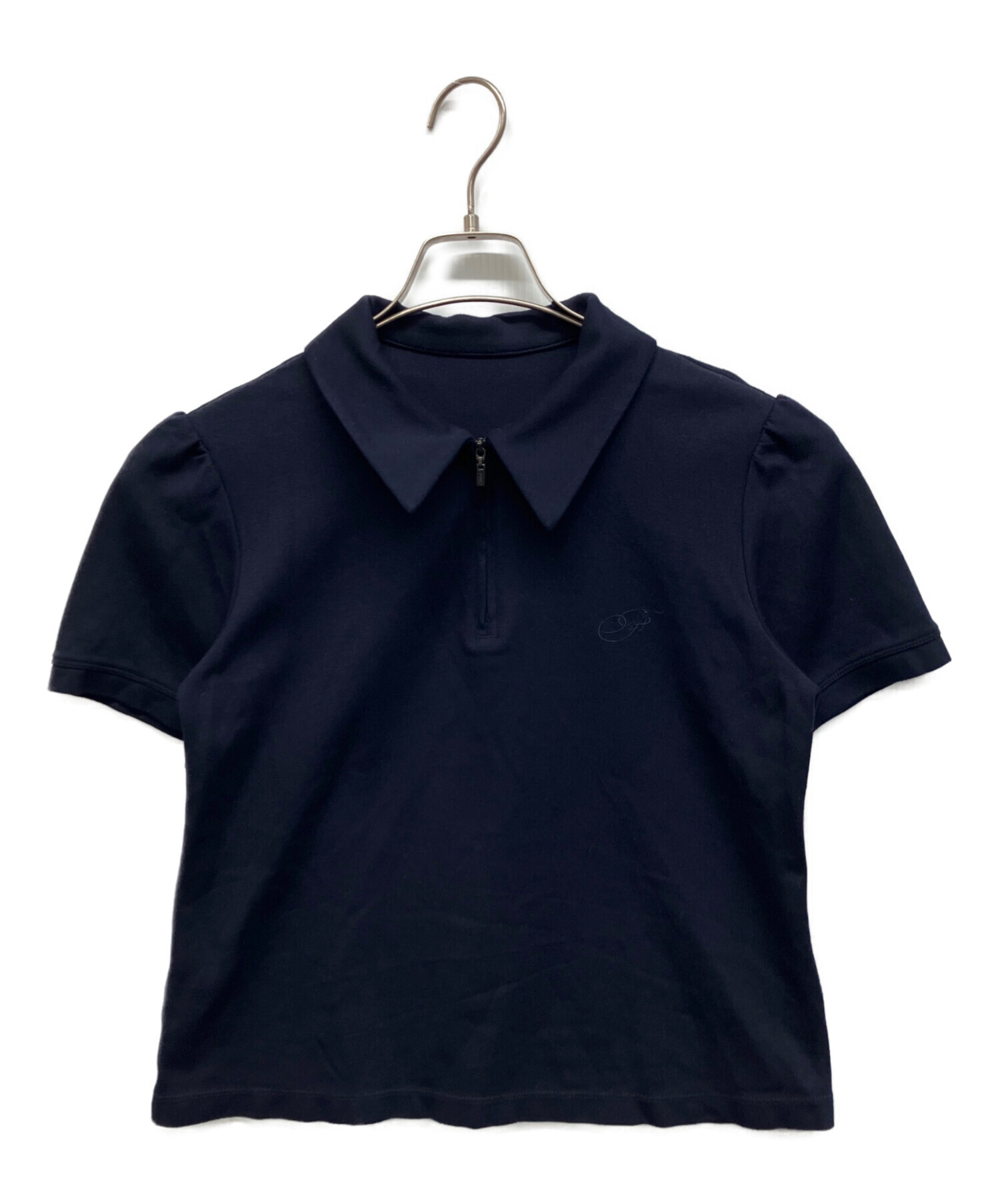 フォクシーブティック ポロシャツ Lady Polo ネイビー 38 中古・古着通販】FOXEY NEWYORK (フォクシーニューヨーク) ジップ