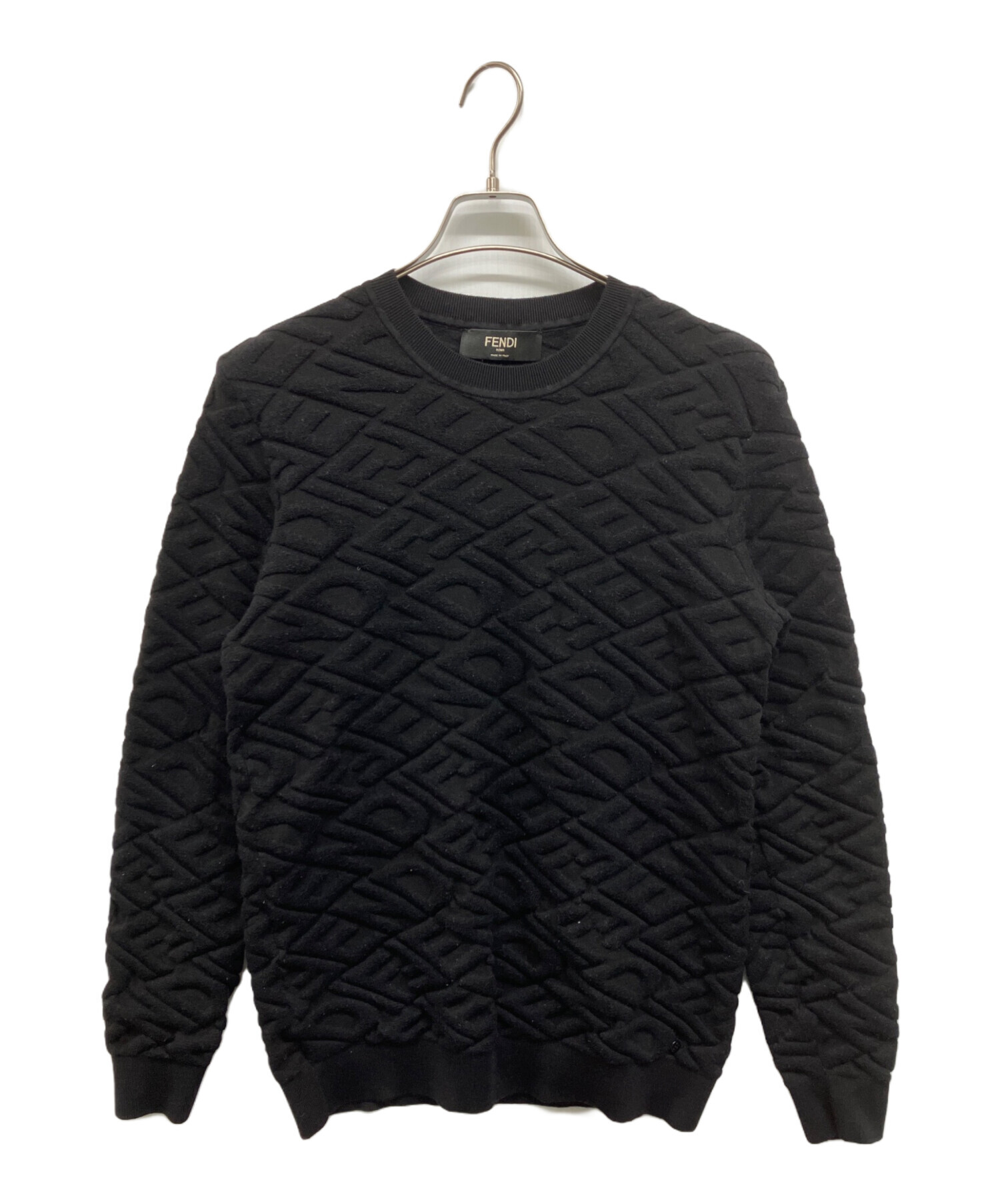 中古・古着通販】FENDI (フェンディ) ロゴラインニット ブラック