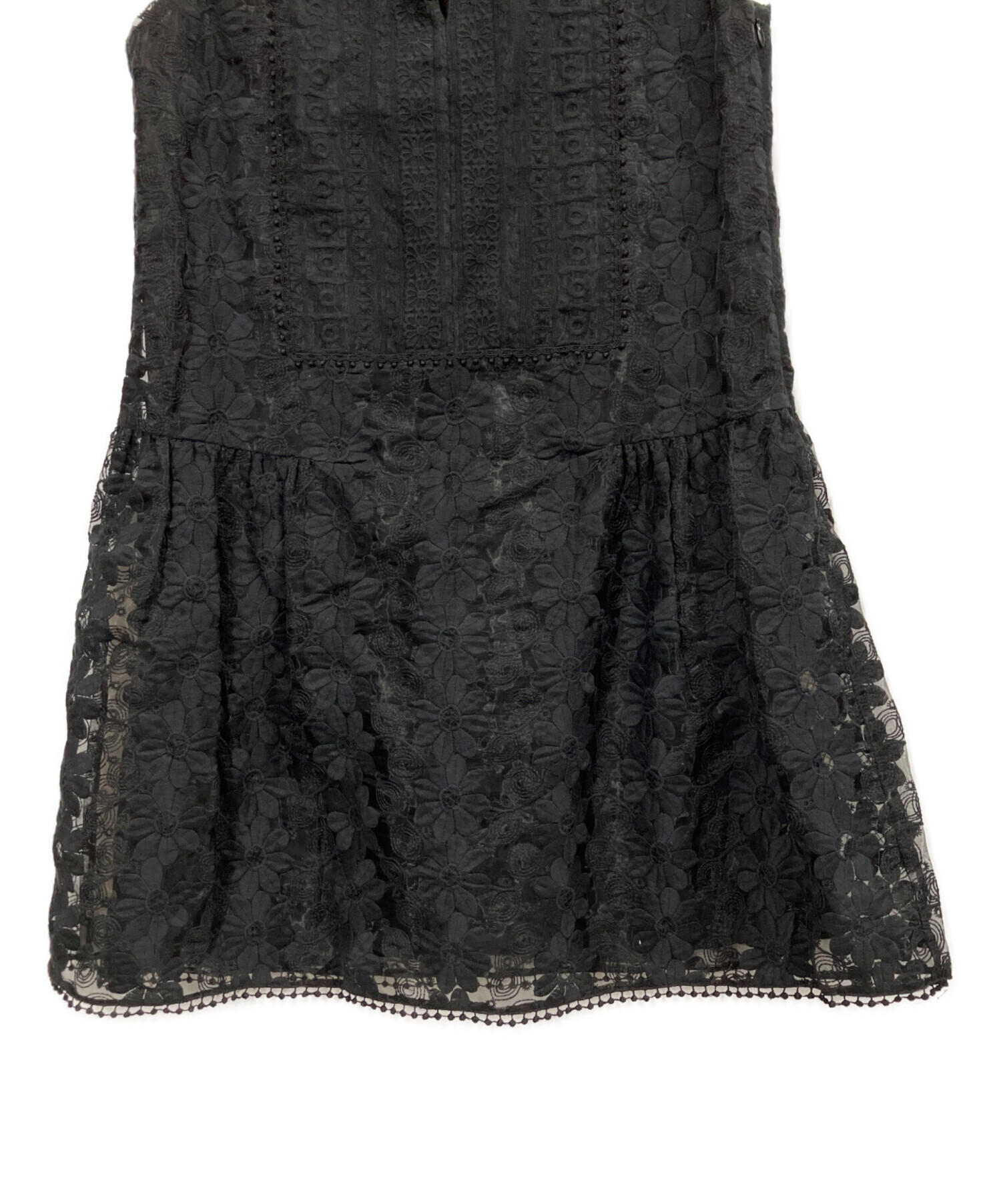 ANNA SUI アナスイ レース エンブロイダリー 刺繍 ゴシック ワンピース 中古・古着通販】ANNA SUI (アナスイ) 刺繍ワンピース ブラック サイズ