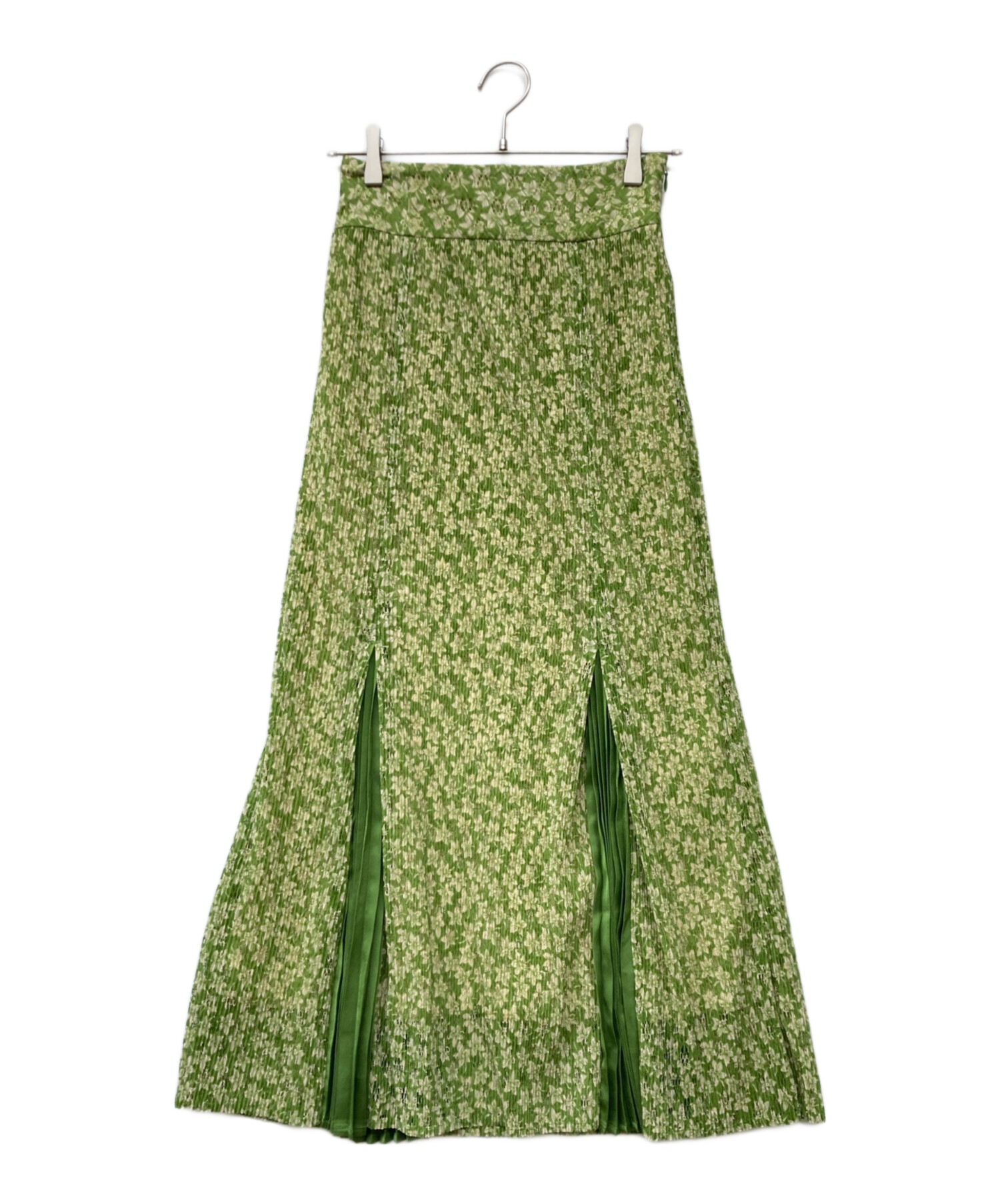 中古・古着通販】CLANE (クラネ) PLEATS FLORET SKIRT グリーン サイズ 