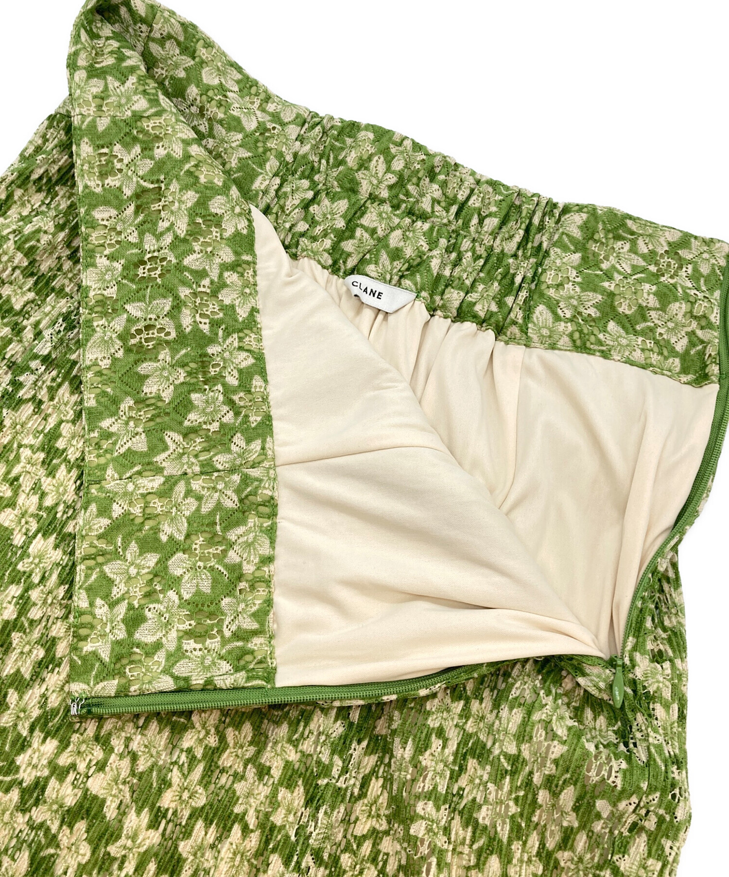 中古・古着通販】CLANE (クラネ) PLEATS FLORET SKIRT グリーン サイズ 