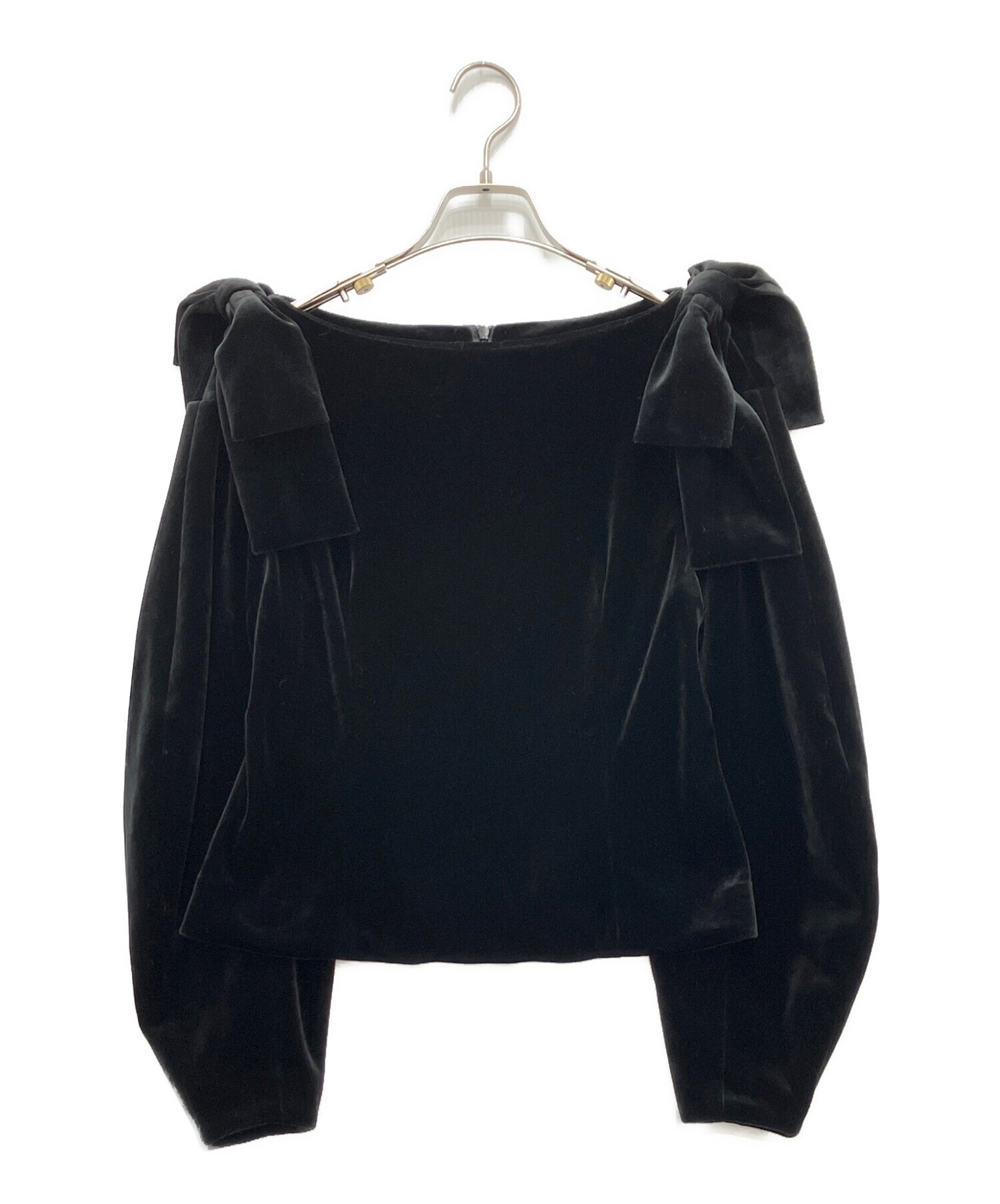 中古・古着通販】cygne (シーニュ) リボンショルダーベロアトップス