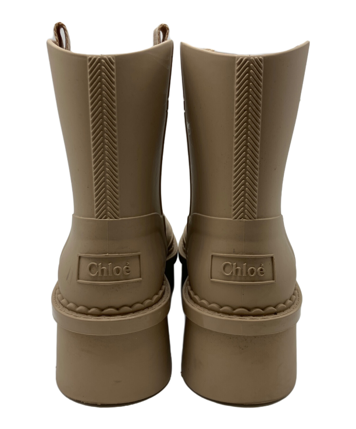 【1度使用】Chloé ベージュ レインブーツ 39 中古・古着通販】Chloe (クロエ) ラバーレインブーツ ベージュ サイズ