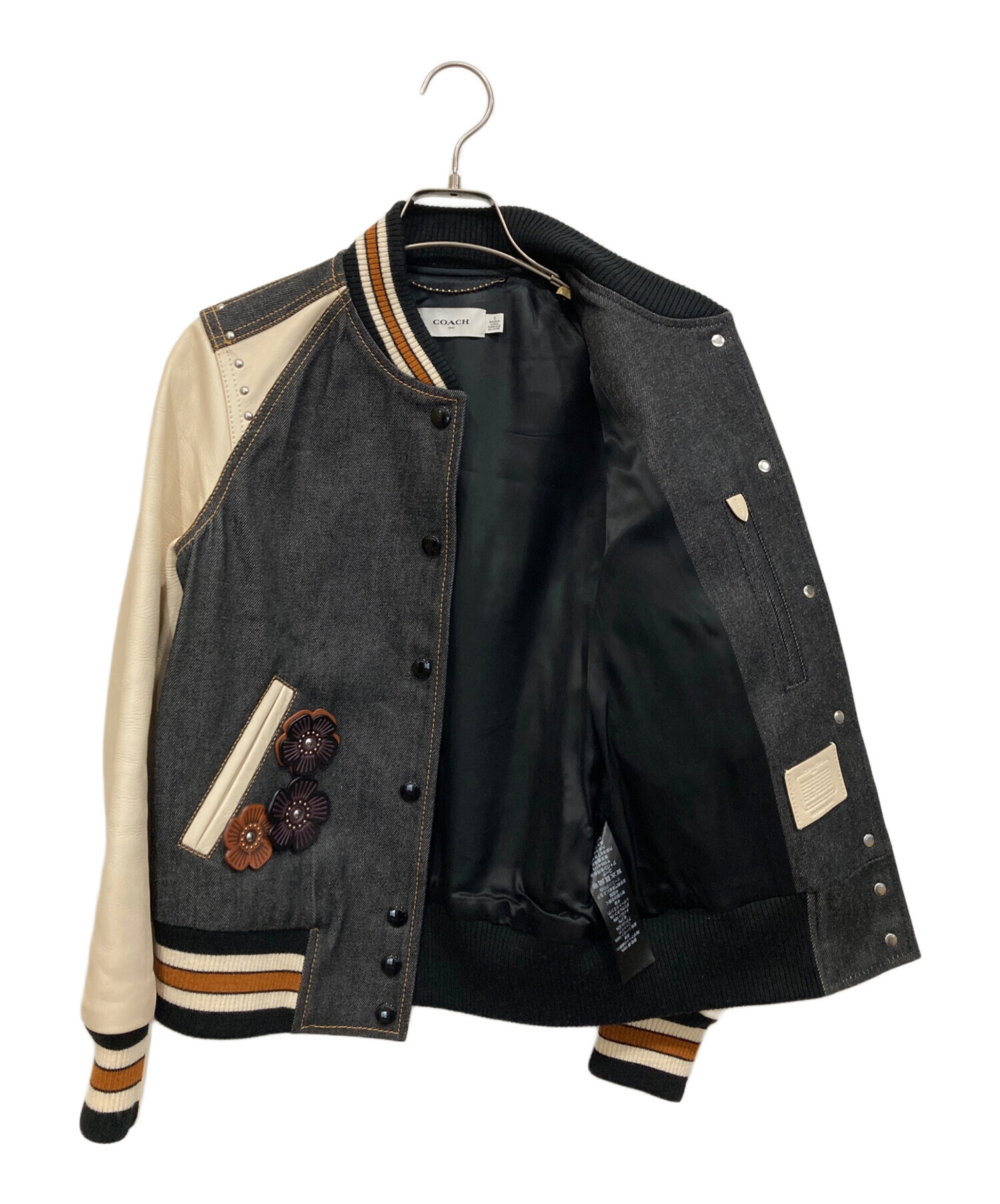 中古・古着通販】COACH (コーチ) レザースリーブスタジアムジャンパー 