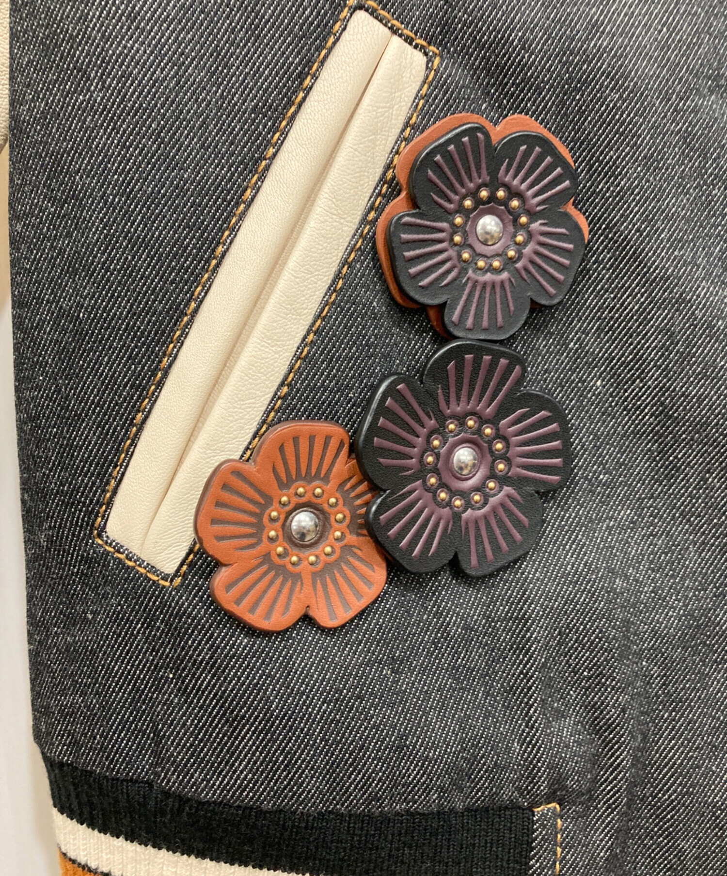 中古・古着通販】COACH (コーチ) レザースリーブスタジアムジャンパー 