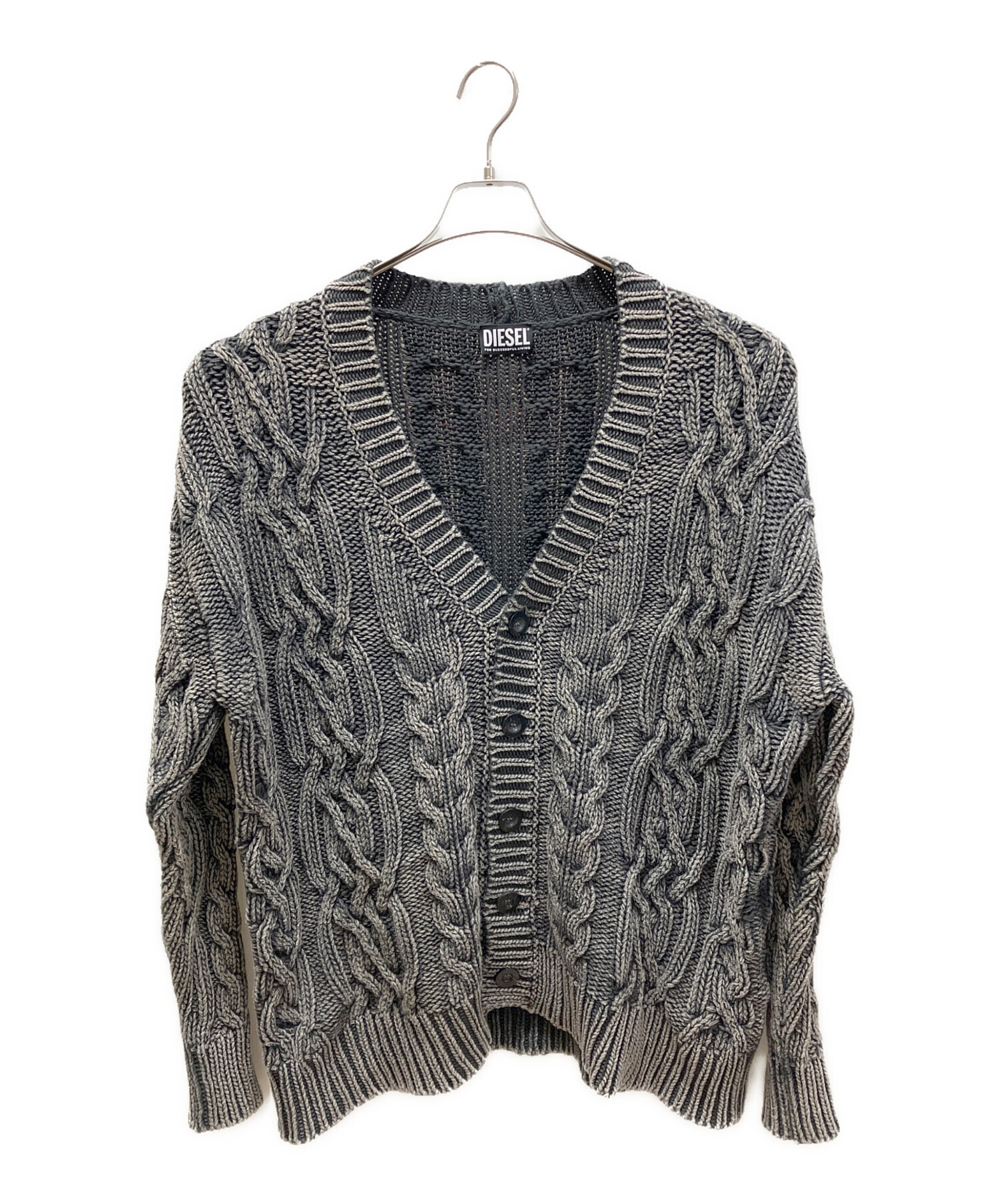 DIESEL ディーゼル カーディガン S グレー系 【古着】【中古】 中古・古着通販】DIESEL (ディーゼル) S-PEWTER グレー サイズ:S
