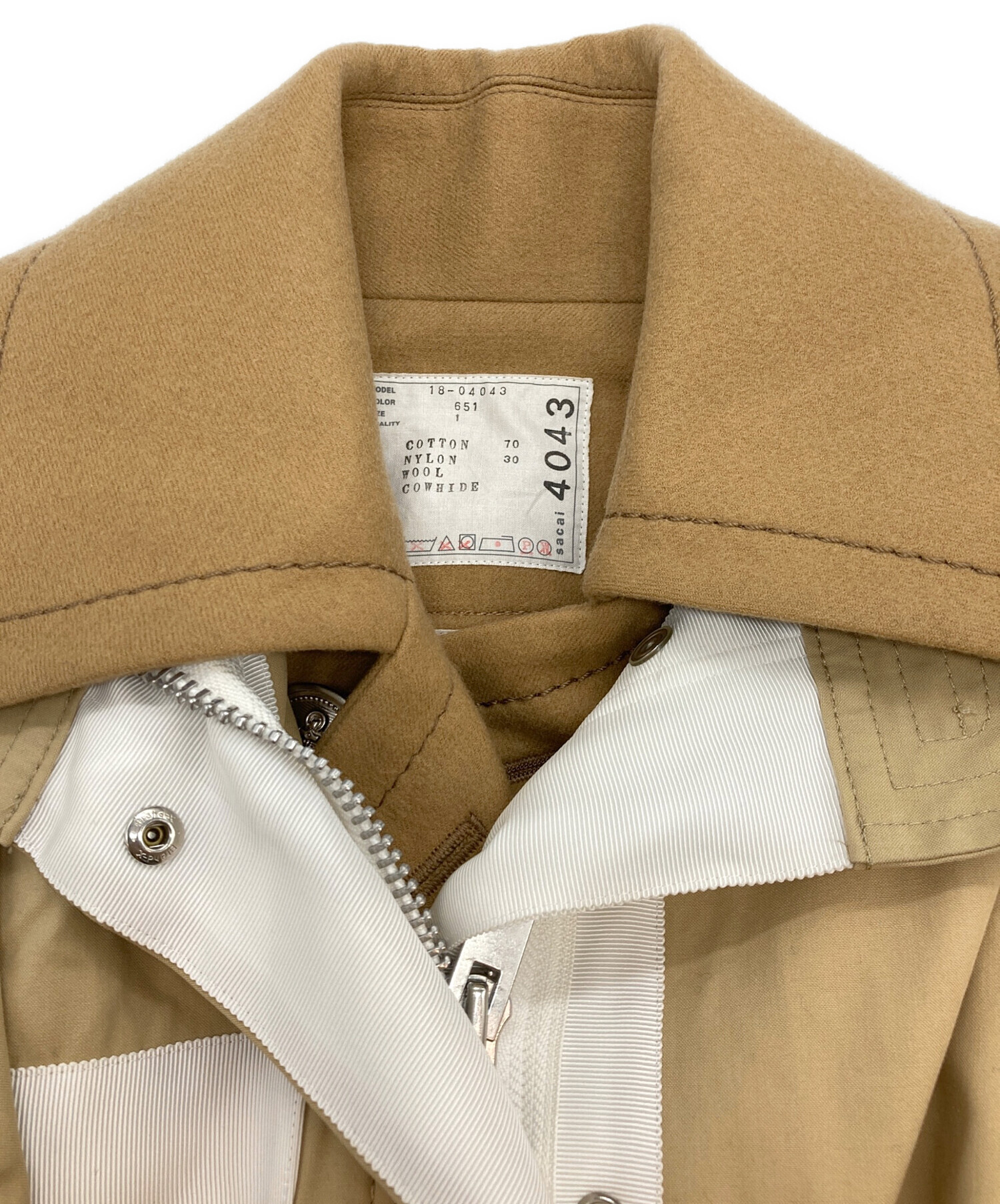 中古・古着通販】sacai (サカイ) ドッキングモッズコート ベージュ