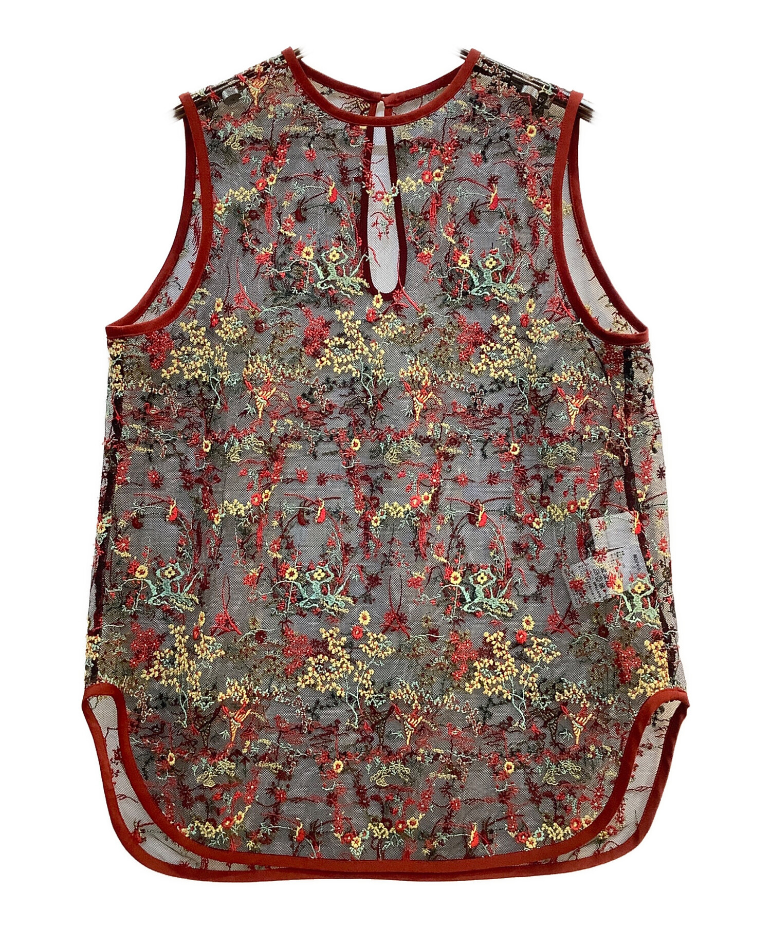 RAKUTAO82706 ページ Mame Kurogouchi / Botanical Motif Sheer Top (BLACK / WHITE