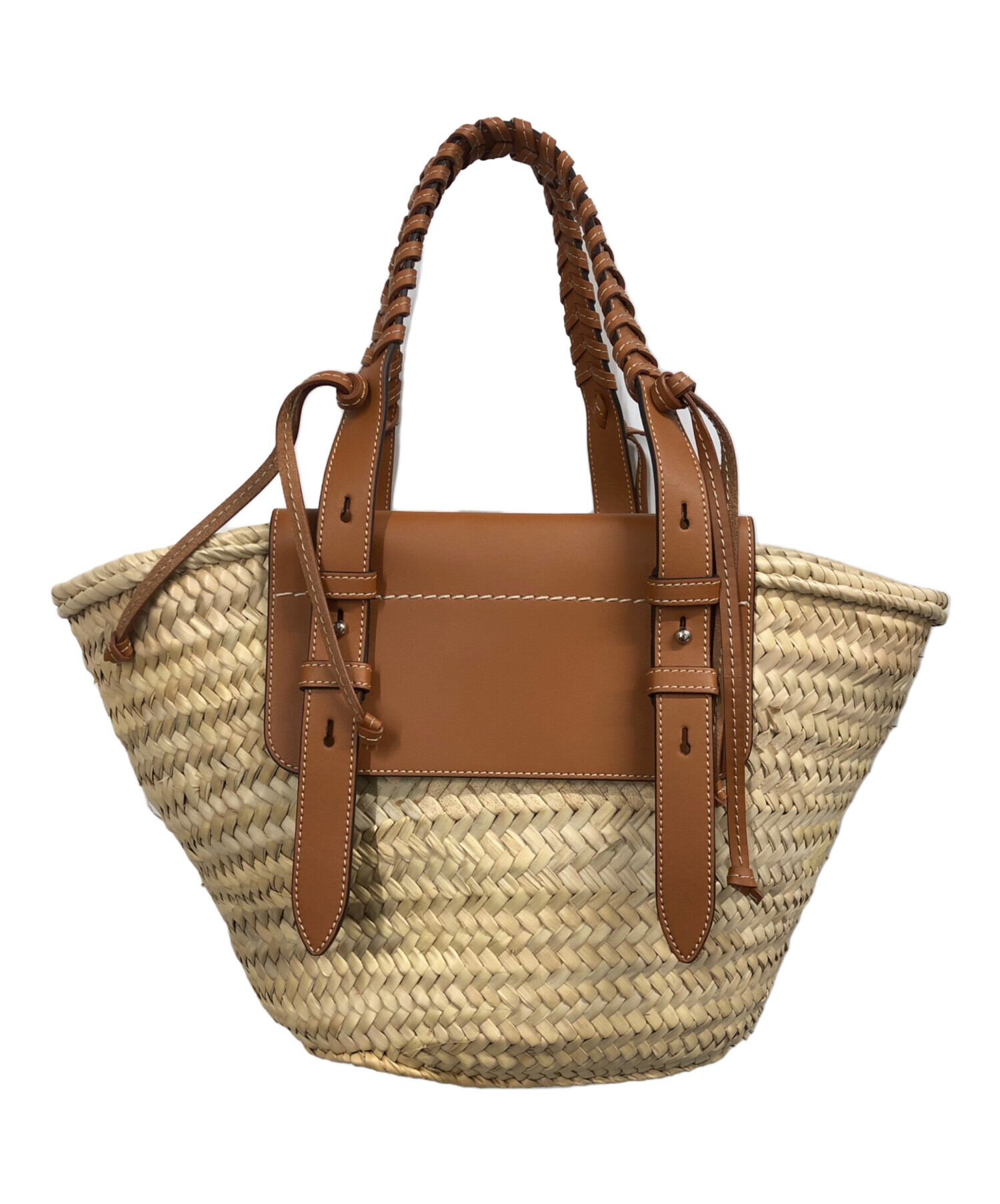 TOD'S カーキ かごバッグ 中古・古着通販】TOD'S (トッズ) ロゴ入りミディアムレザーカゴバッグ
