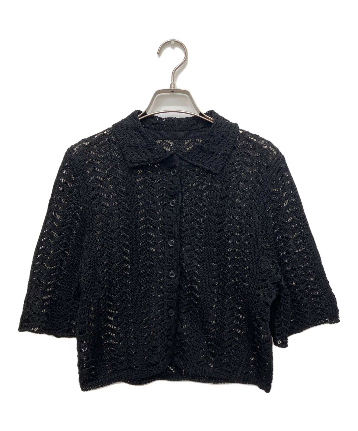 中古・古着通販】TODAYFUL (トゥデイフル) Lace Knit Shirts ブラック 
