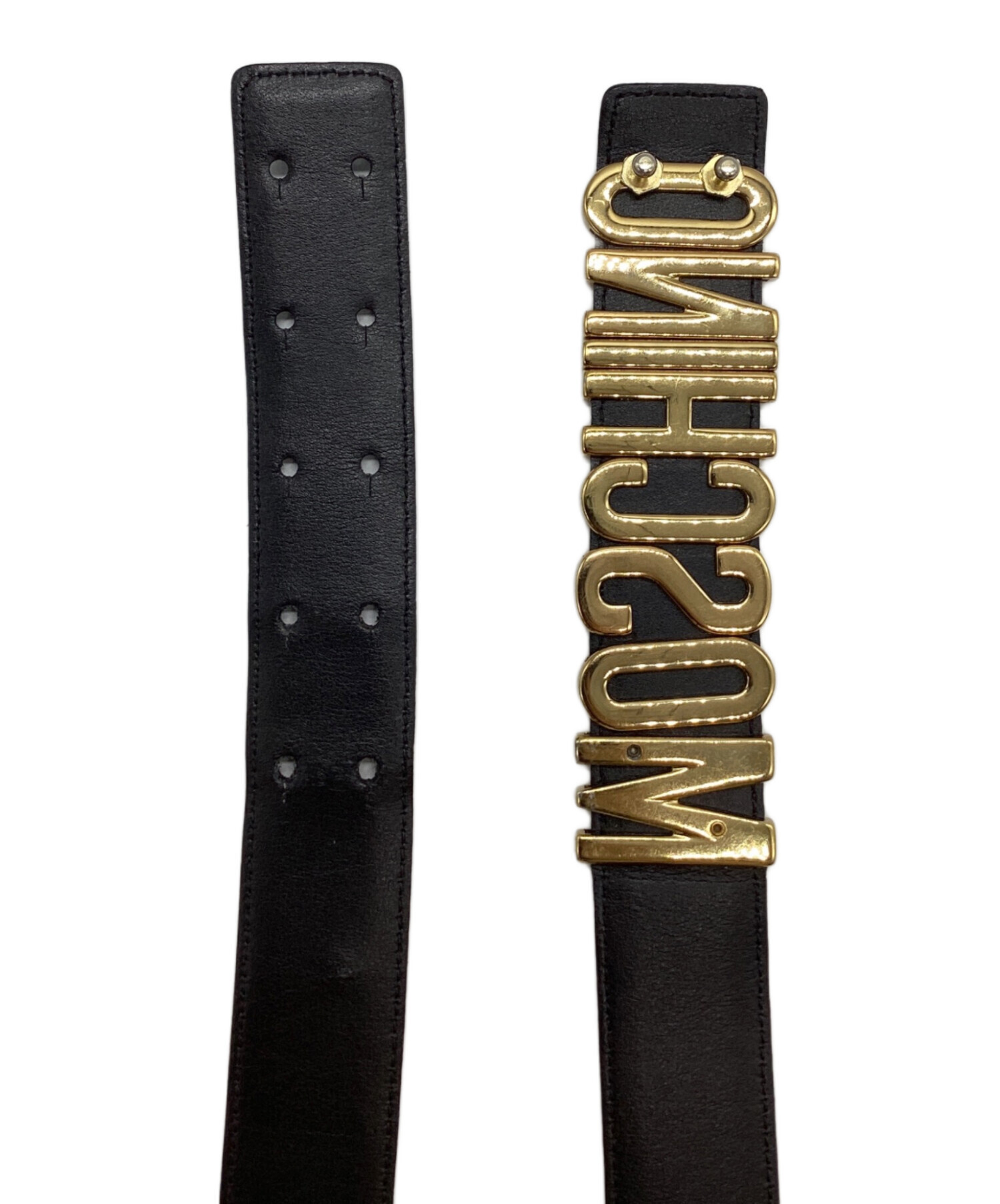 中古・古着通販】MOSCHINO (モスキーノ) ロゴバックルベルト ブラック