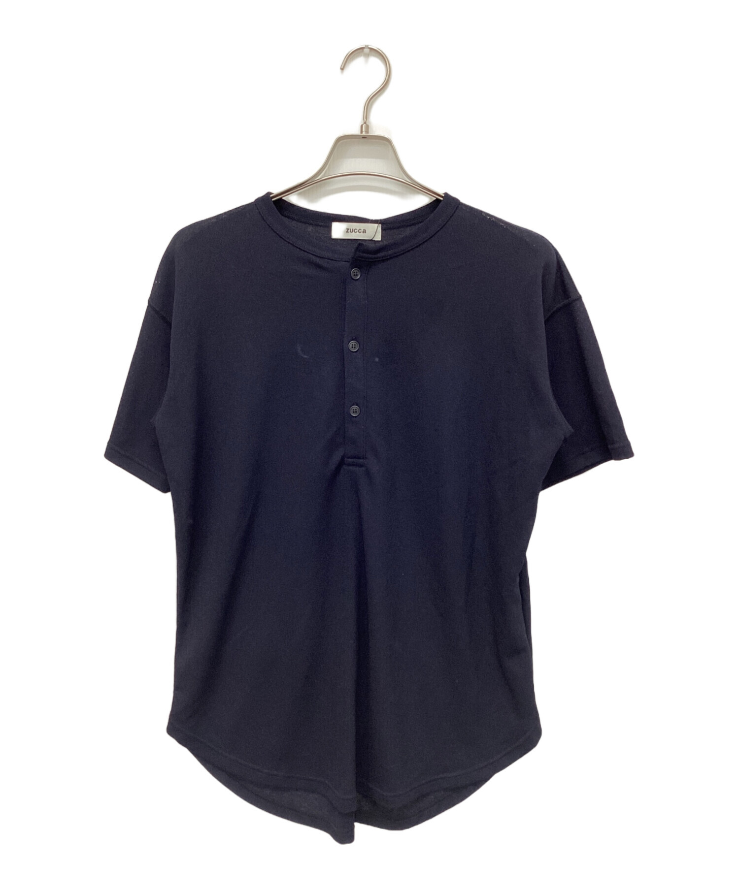 中古・古着通販】ZUCCA (ズッカ) シアーワッフルTシャツ ネイビー 
