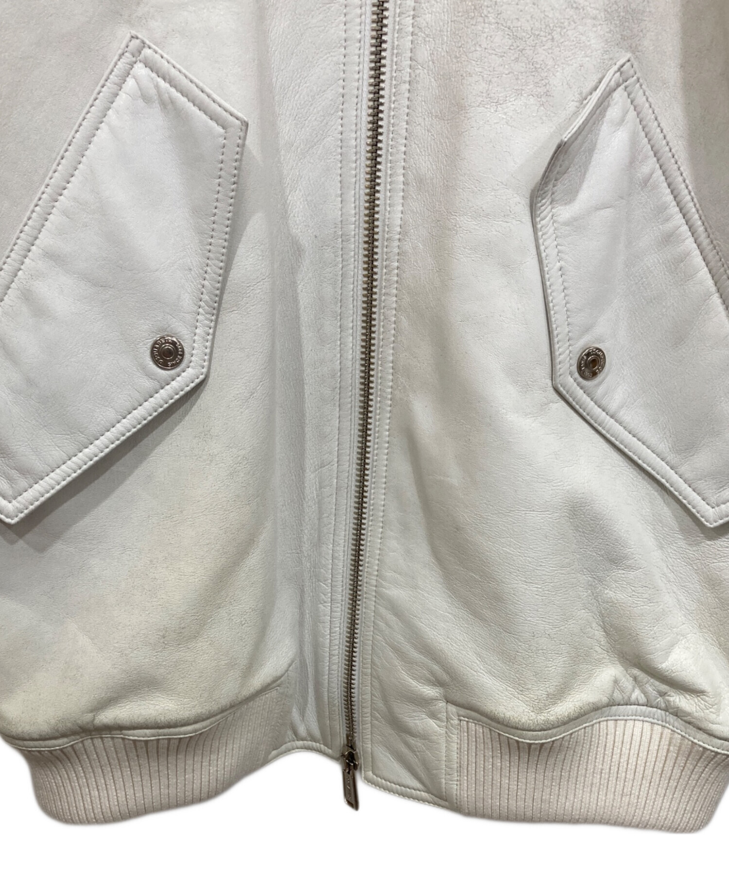 【1点物】Dsquared2 白 ジャケット 38 古着 中古・古着通販】DSQUARED2 (ディースクエアード) レザーオーバー