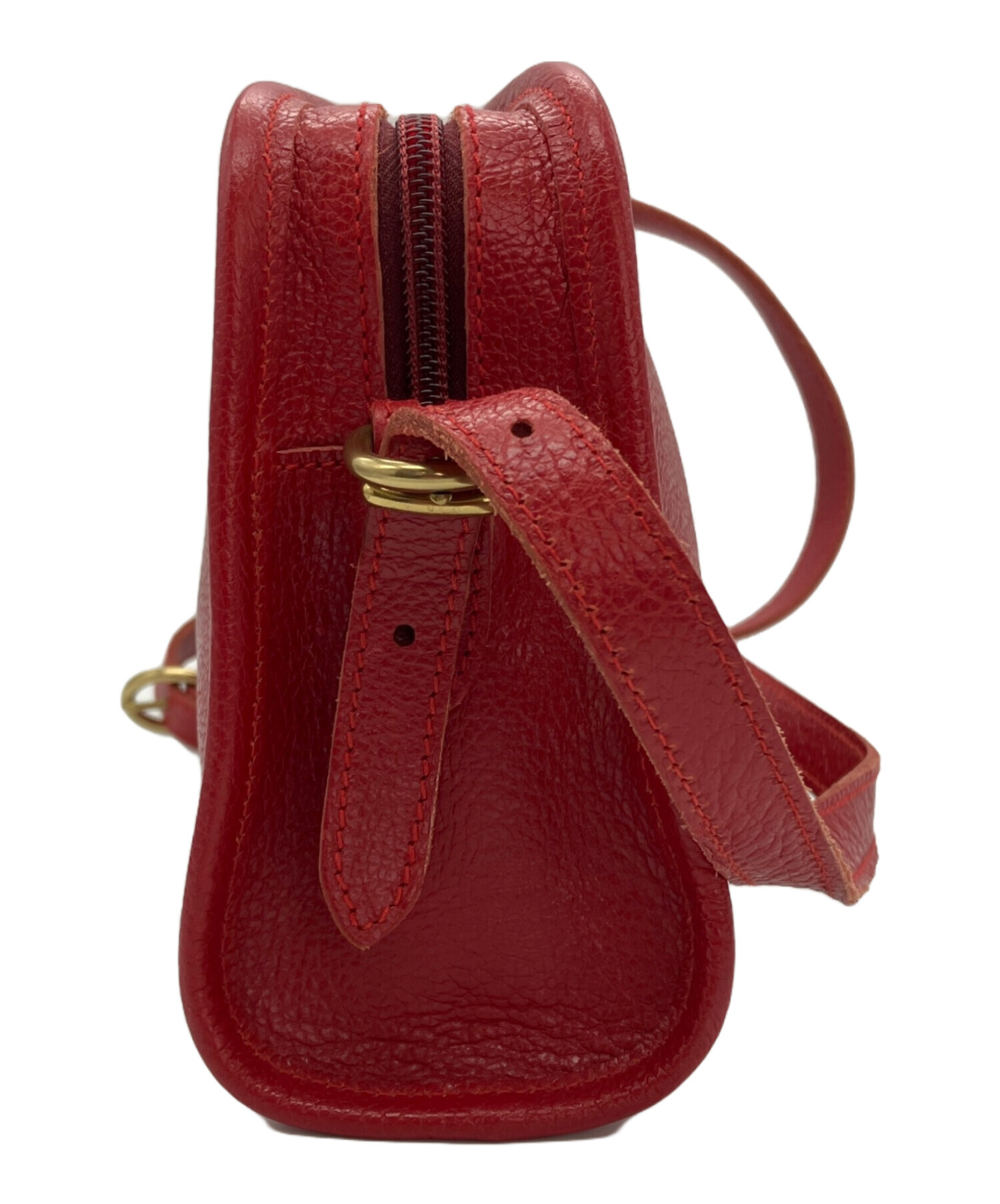 【中古】イルビゾンテ IL BISONTE ポシェット ミニショルダーバッグ レザー レッド 赤 レディース 中古・古着通販】IL BISONTE (イル ビゾンテ) ラウンドフレア