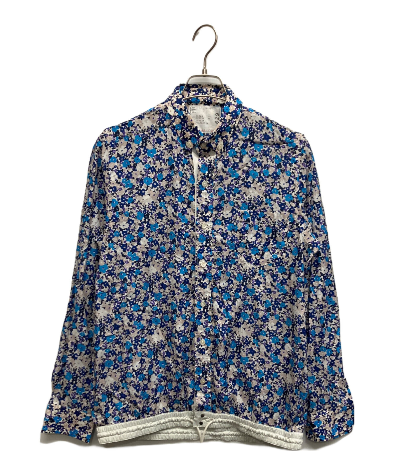 美品 サカイ Sacai 花柄シフォン異素材切替カットソー Tシャツ 2 紺 中古・古着通販】sacai (サカイ) フラワー総柄シャツ ブルー サイズ:2