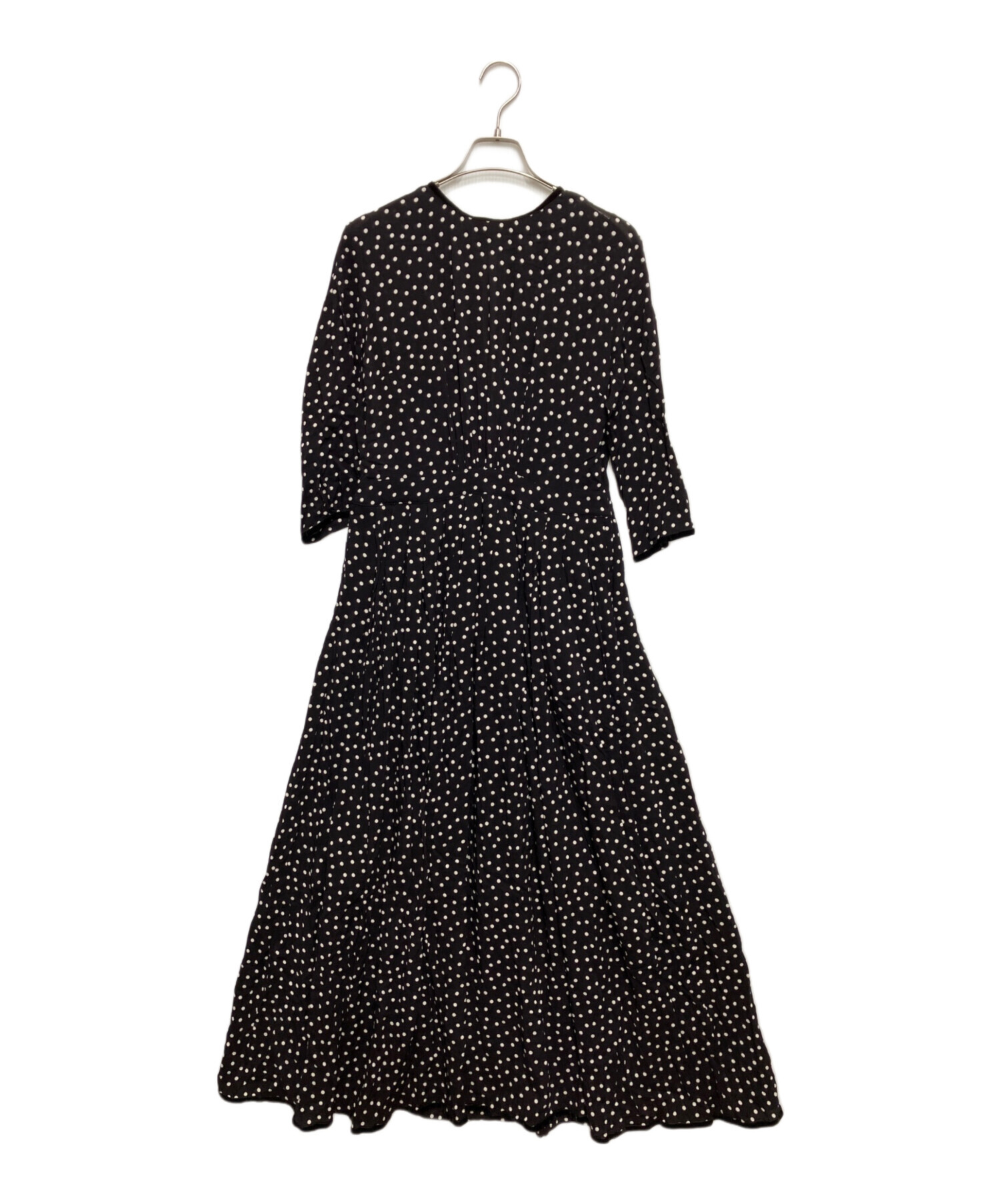 美品✨SINME シンメ ドット ロングワンピース ブラック S 中古・古着通販】SINME (シンメ) ドットロングワンピース ブラック