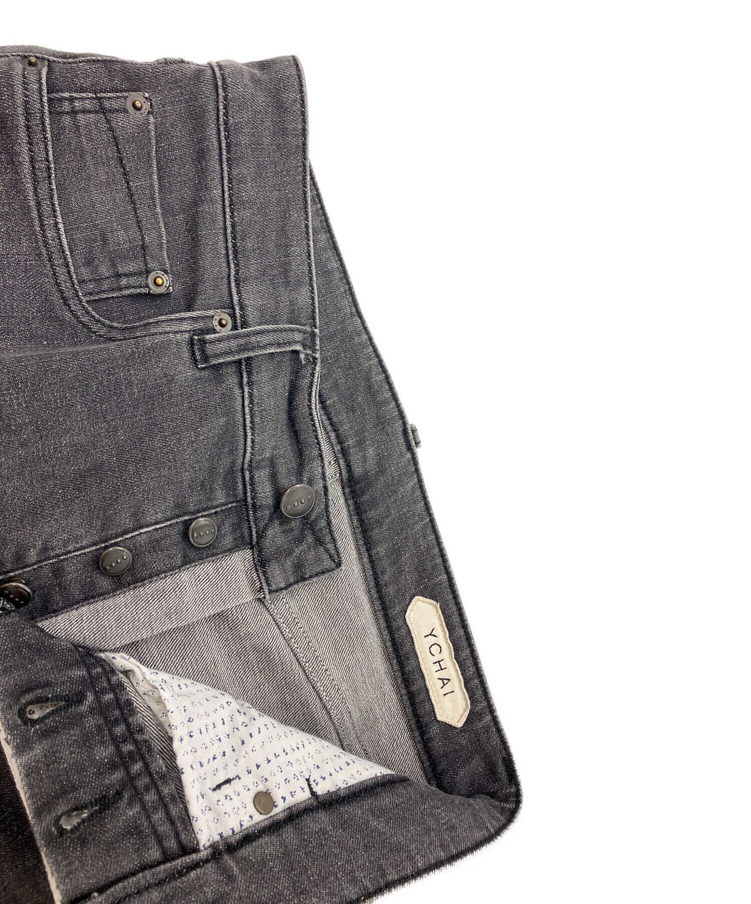 YCHAI(イカイ)ダメージ加工ダークグレー デニムパンツ 中古・古着通販】YCHAI (イカイ) デニムパンツ グレー サイズ:76cm
