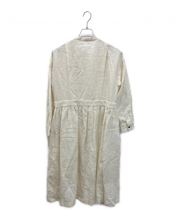 MAGALI マガリ スラブリネン ギャザーワンピース 5〜6分袖 中古・古着通販】MAGALI (マガリ) リネンタックギャザーワンピース