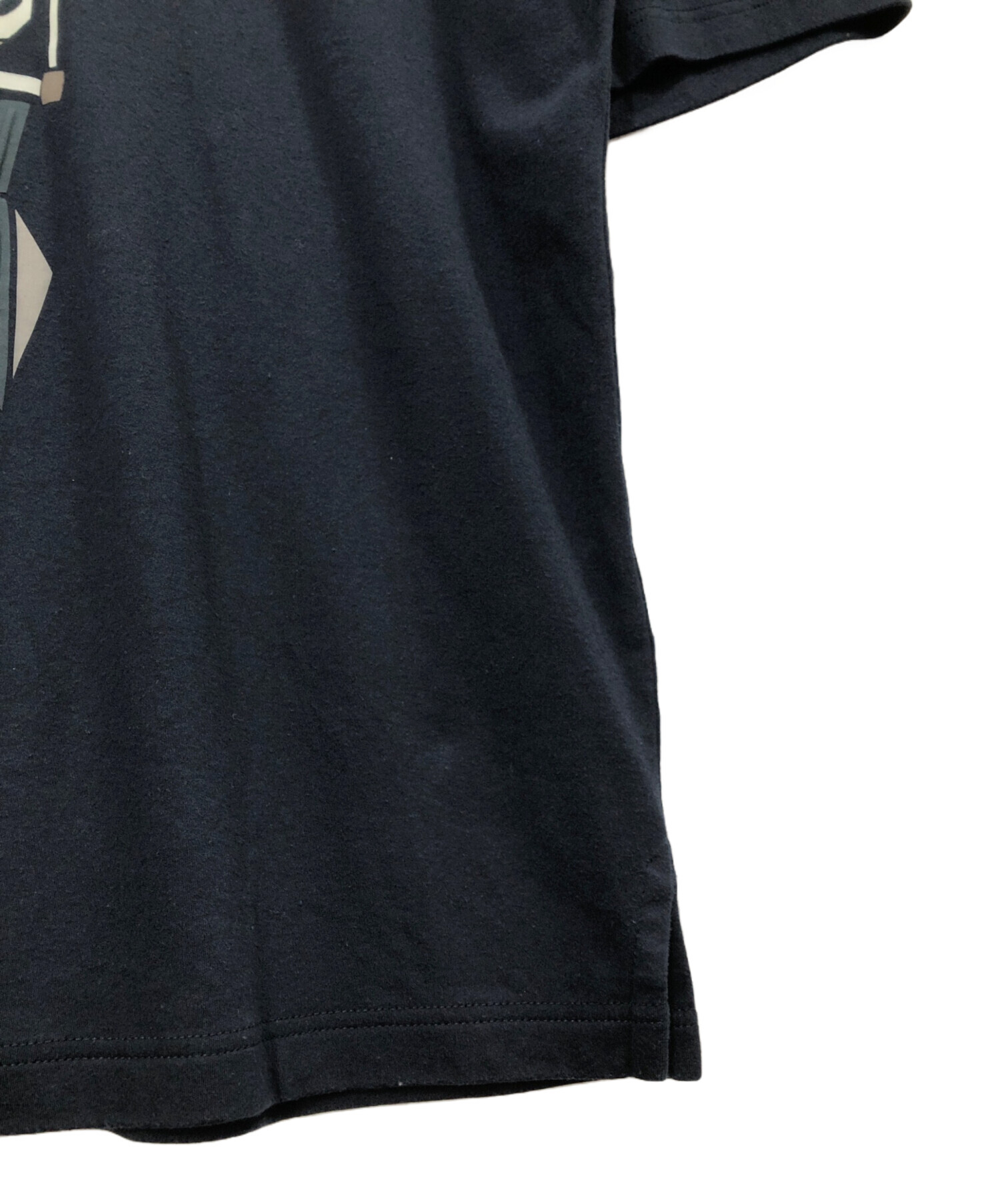 HERMES ネイビー レザープリント付き Tシャツ S 中古・古着通販】HERMES (エルメス) MEGA Chariot プリントTシャツ