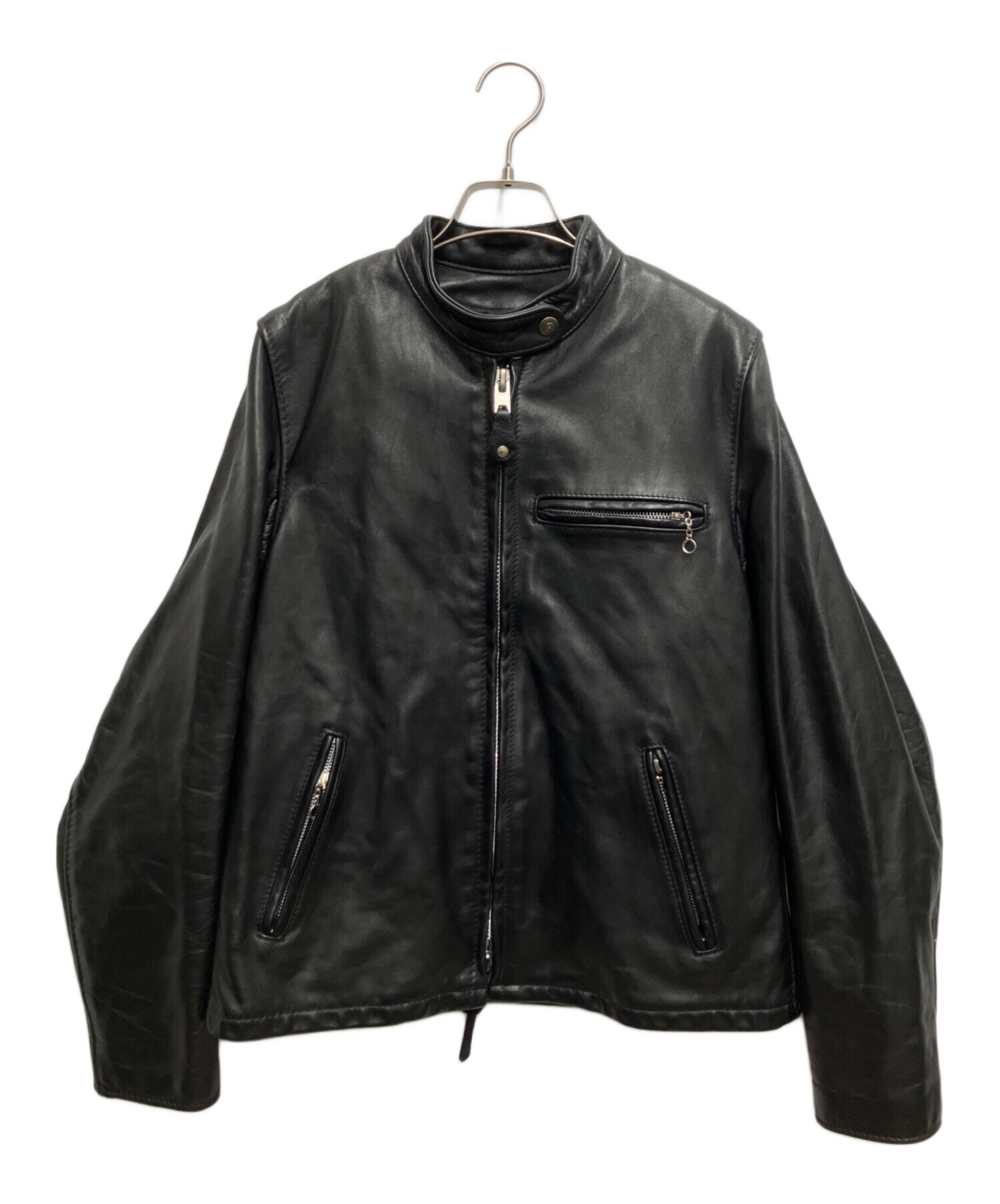 ショット　トラッカージャケット　シングルライダース　ライナー付き　ブラック 中古・古着通販】schott (ショット) ライナー付きシングルライダース