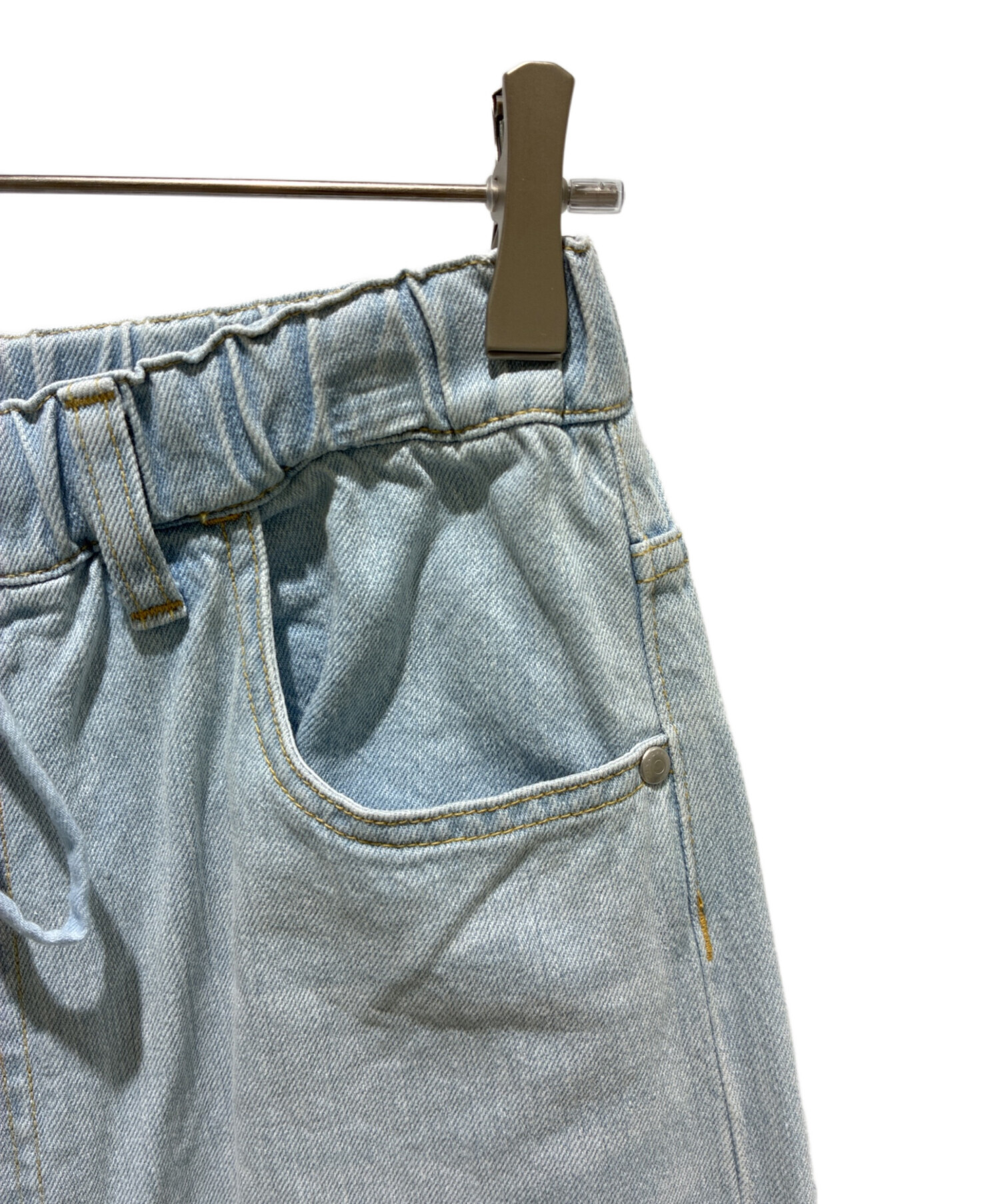 中古・古着通販】DRAWER (ドゥロワー) ブリーチデニム5Pドロストパンツ 