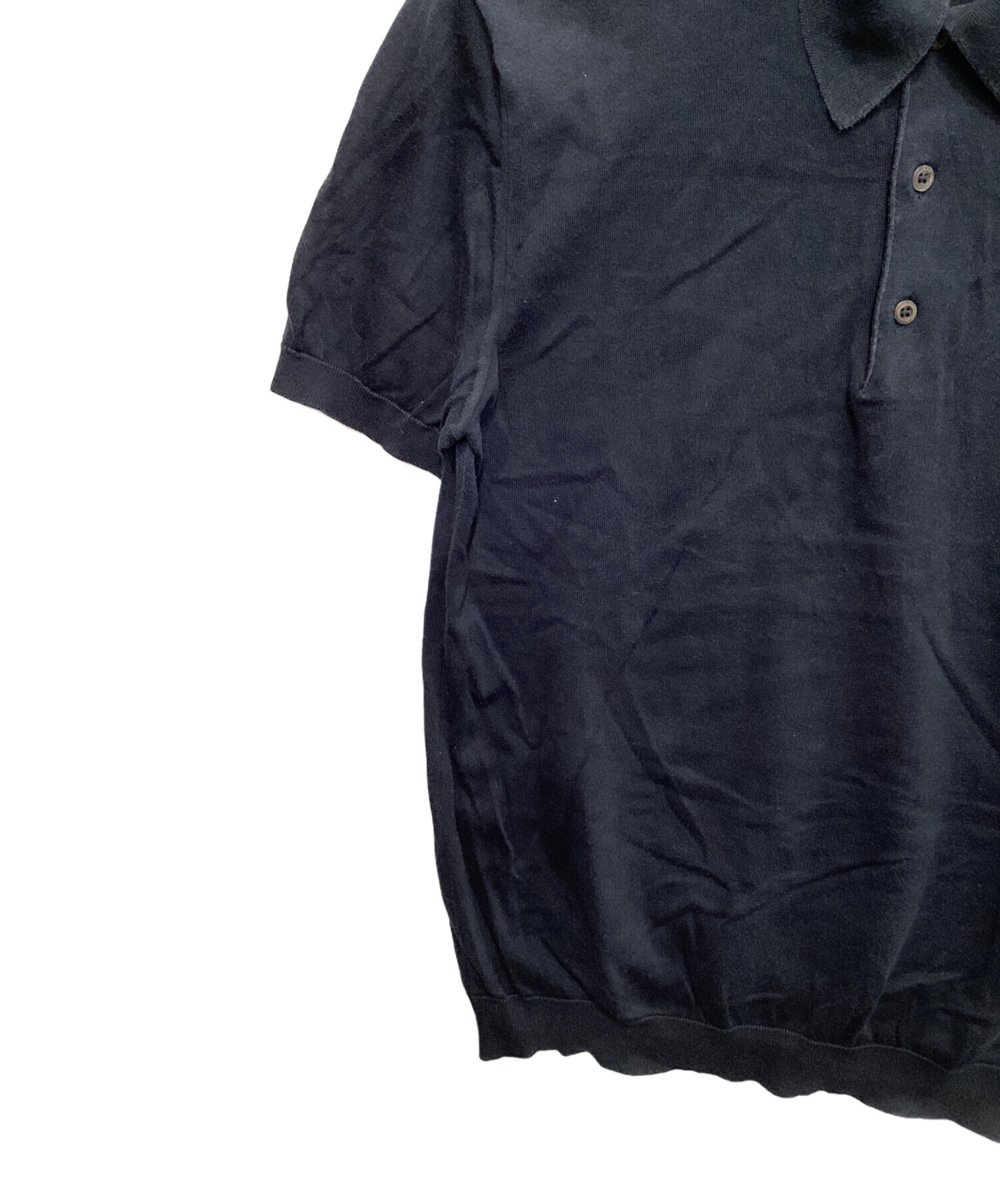 中古・古着通販】PRADA (プラダ) ニットポロシャツ ネイビー サイズ:48