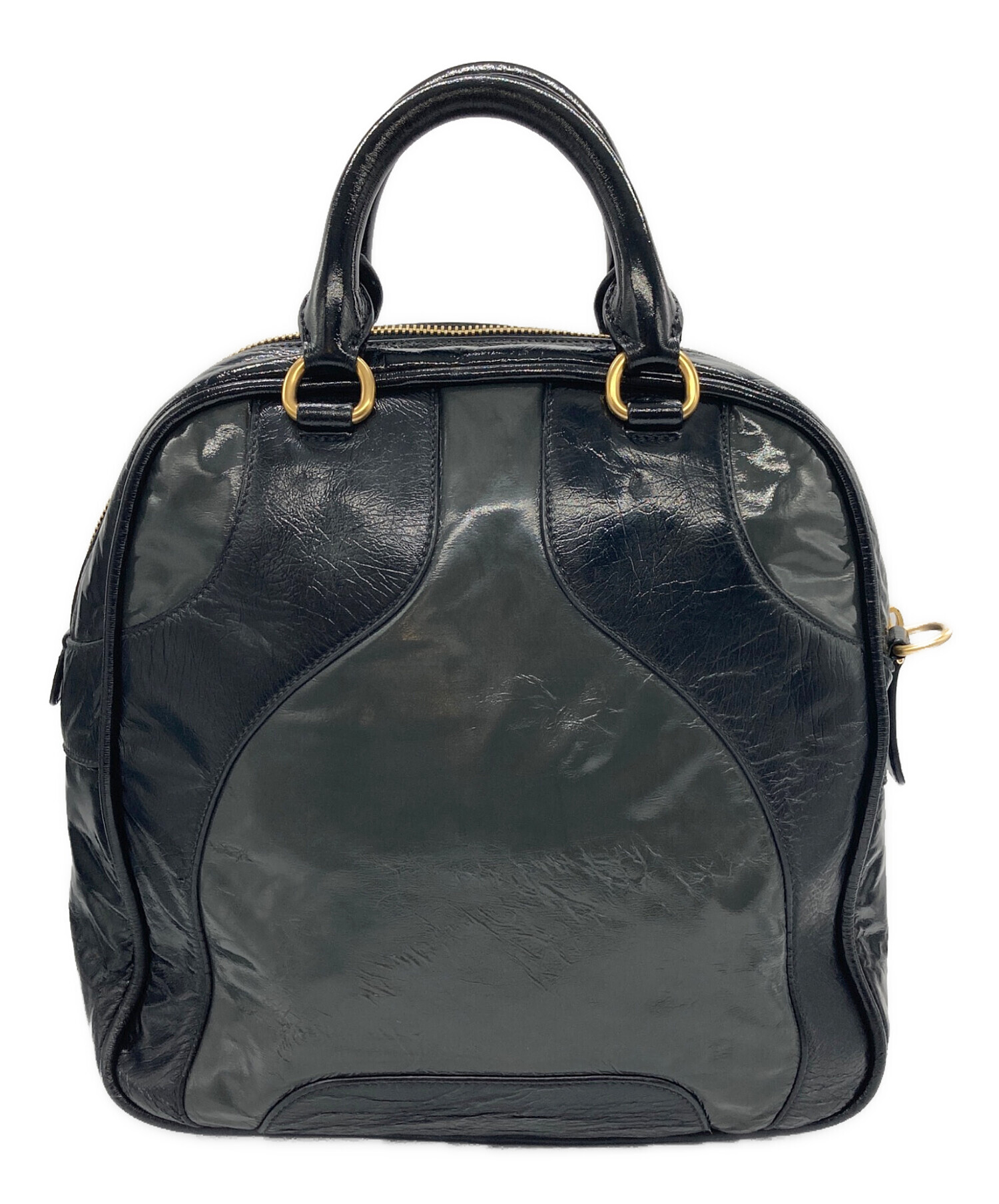 中古・古着通販】MIU MIU (ミュウミュウ) 2WAYエナメルバッグ ブラック