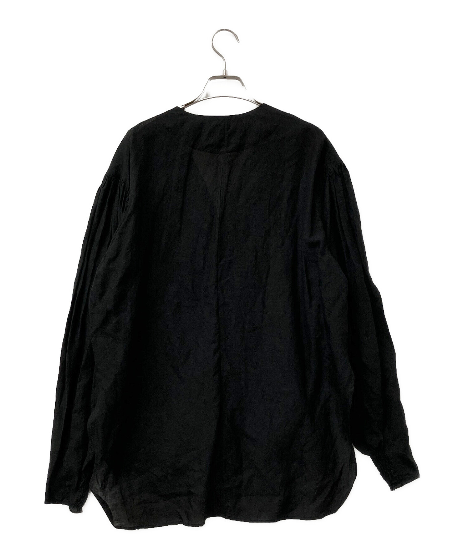 中古・古着通販】Conte (コンテ) シアー Vネックブラウス ブラック