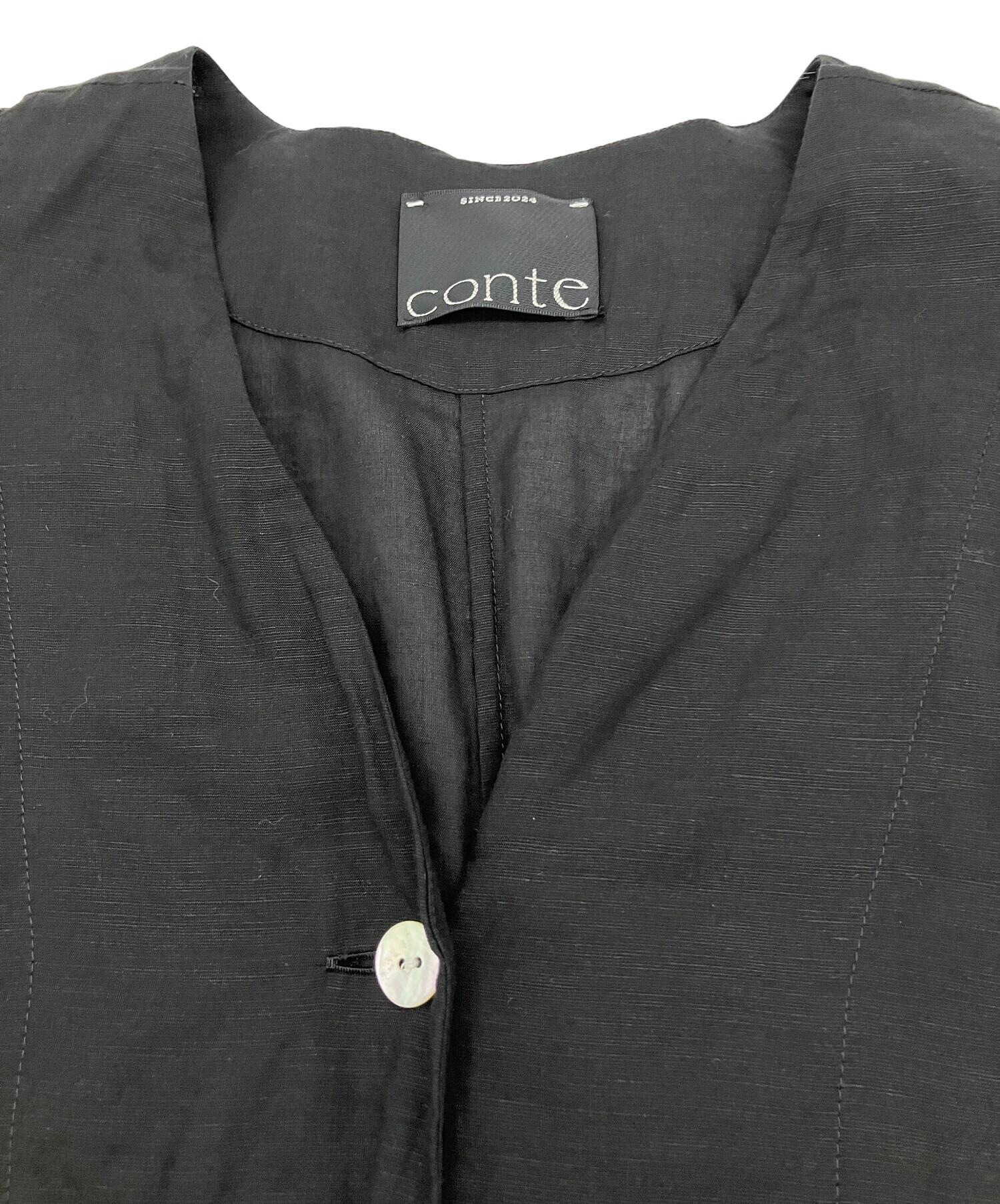 中古・古着通販】Conte (コンテ) シアー Vネックブラウス ブラック