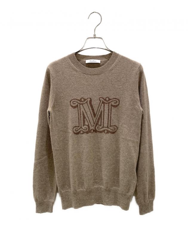 MAX MARA カシミヤ ロゴセーター M ベージュ マックスマーラ Mロゴ カシミヤニット マックスマーラ Max Mara MAX