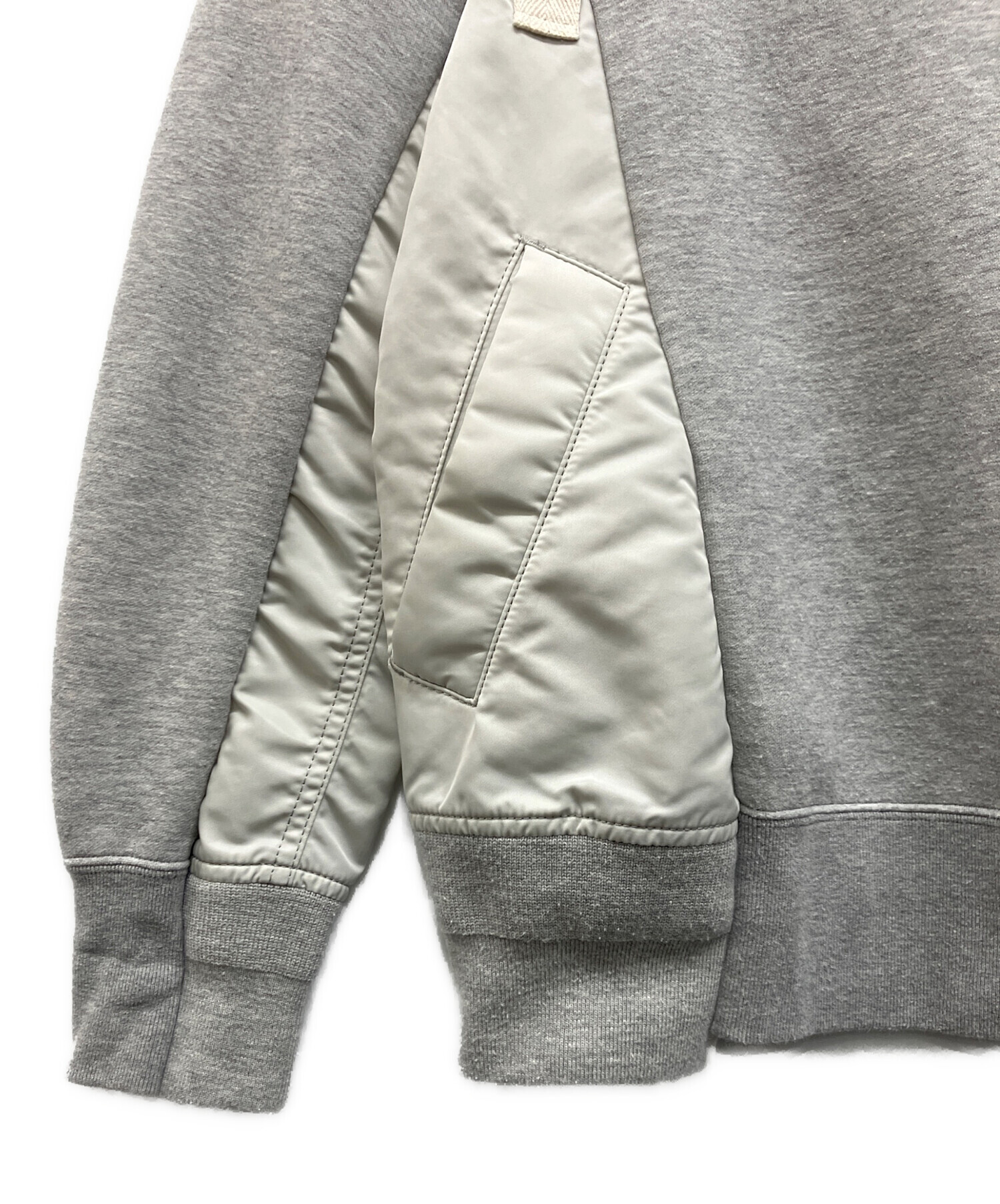 sacai × A.P.C. サカイ スウェット ライトグレーSサイズ 中古・古着通販】sacai (サカイ) Sponge Sweat x MA-1 Pullover グレー