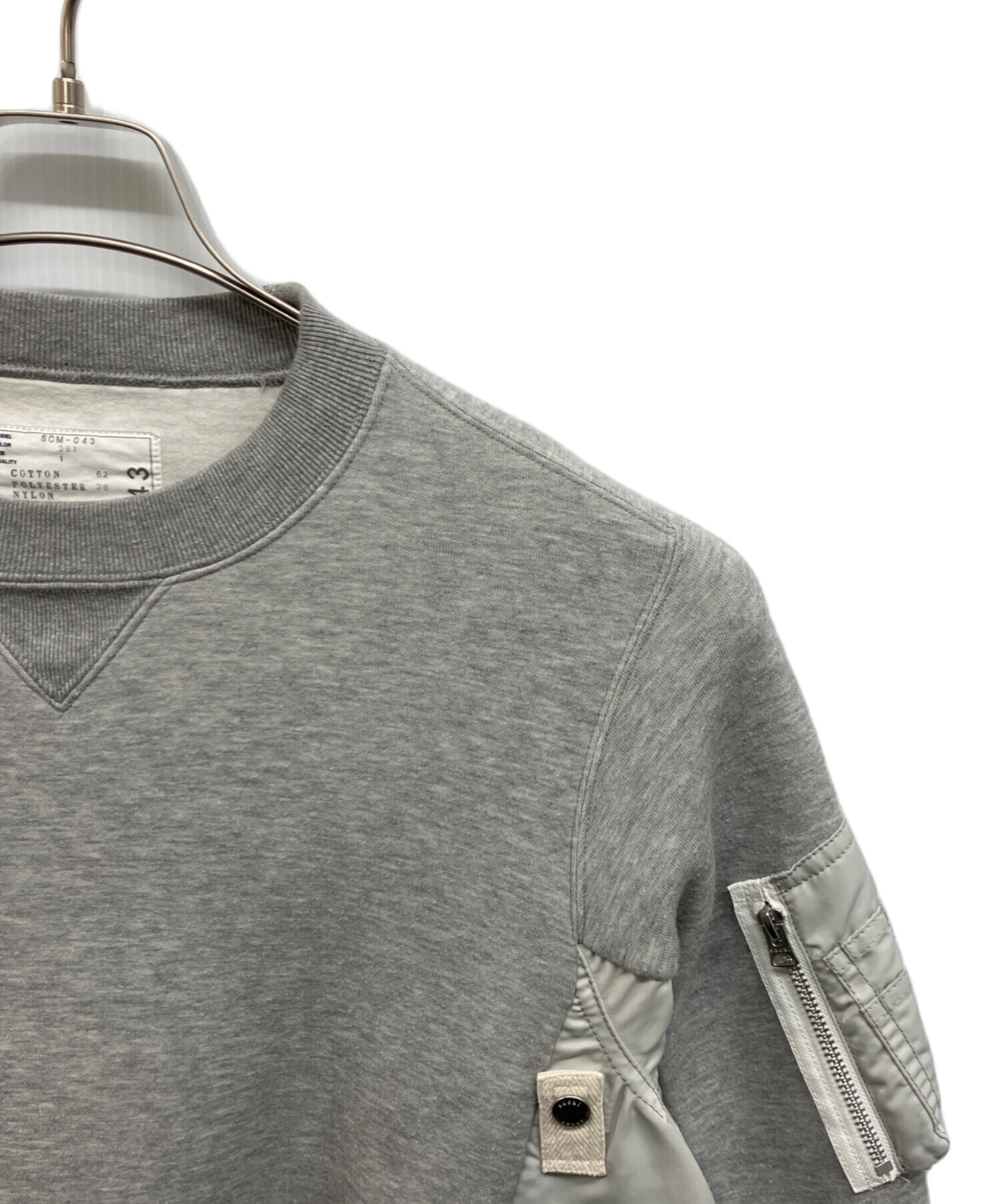 中古・古着通販】sacai (サカイ) Sponge Sweat x MA-1 Pullover グレー