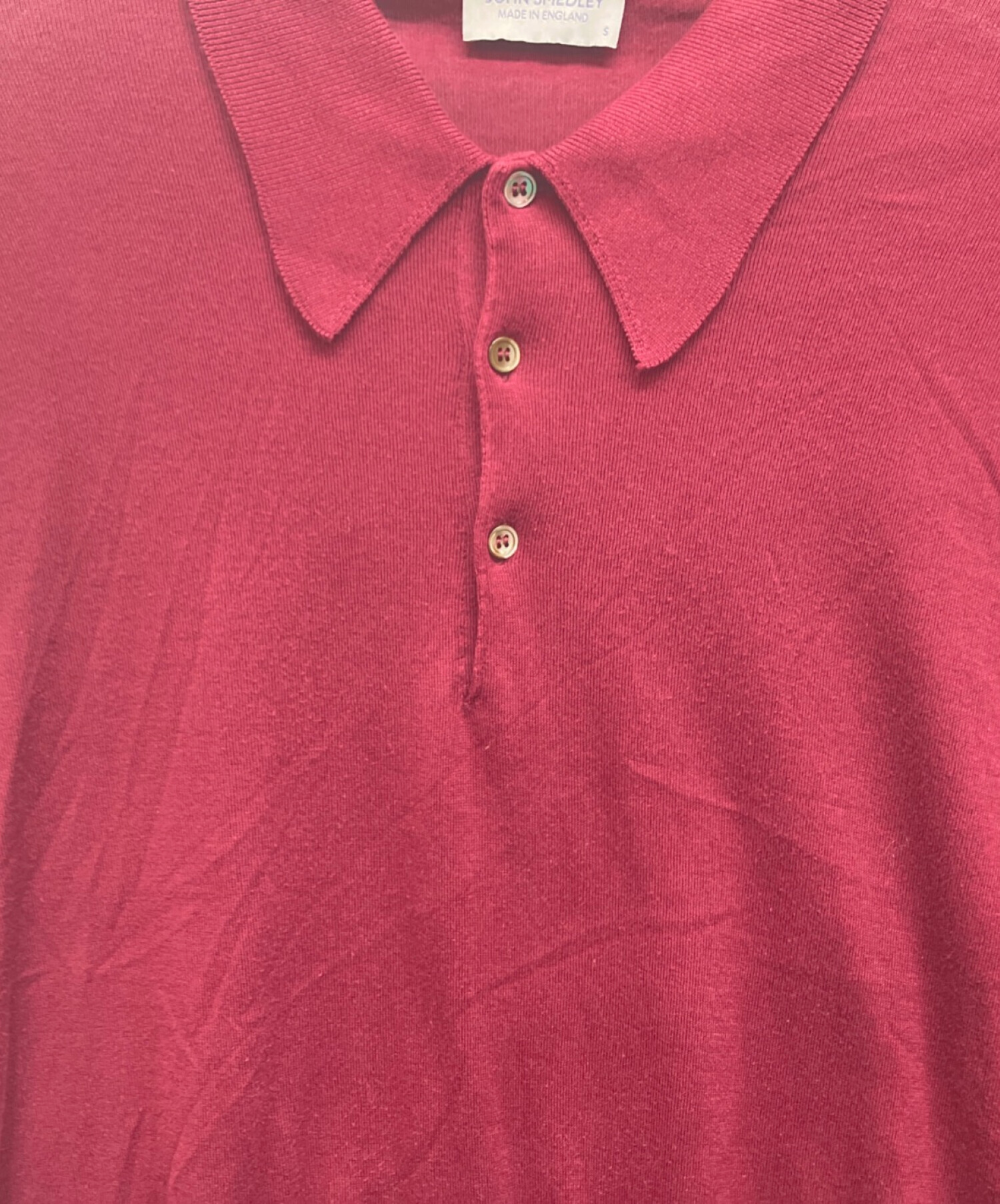 新品】JOHN SMEDLEY ボーダー ニットポロ ワインレッド グレー 【公式