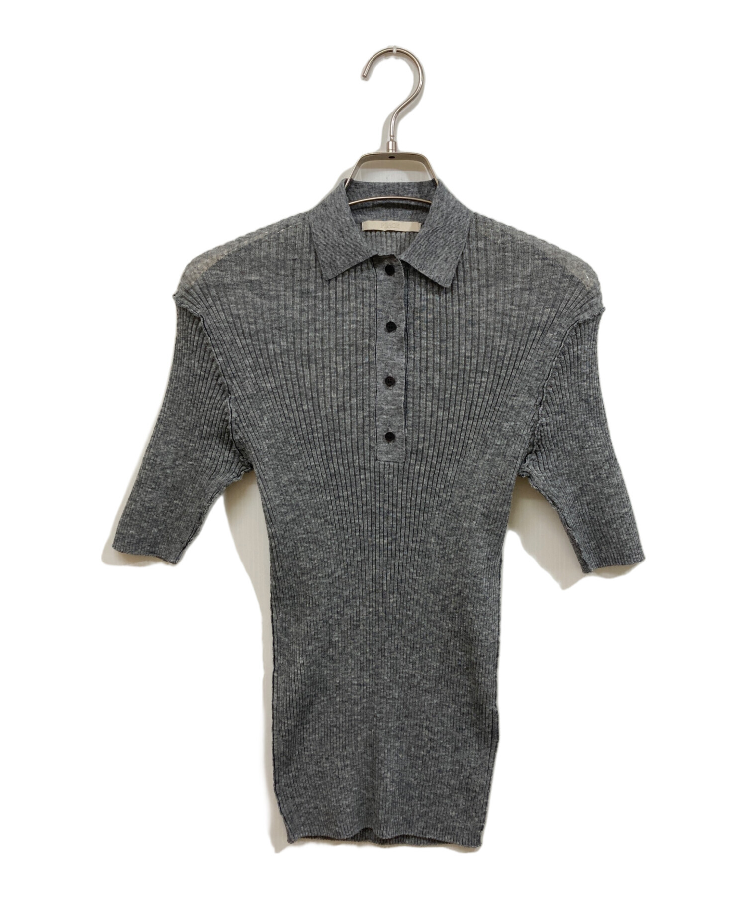 中古・古着通販】Plage (プラージュ) SHEER RIB POLO ニット グレー