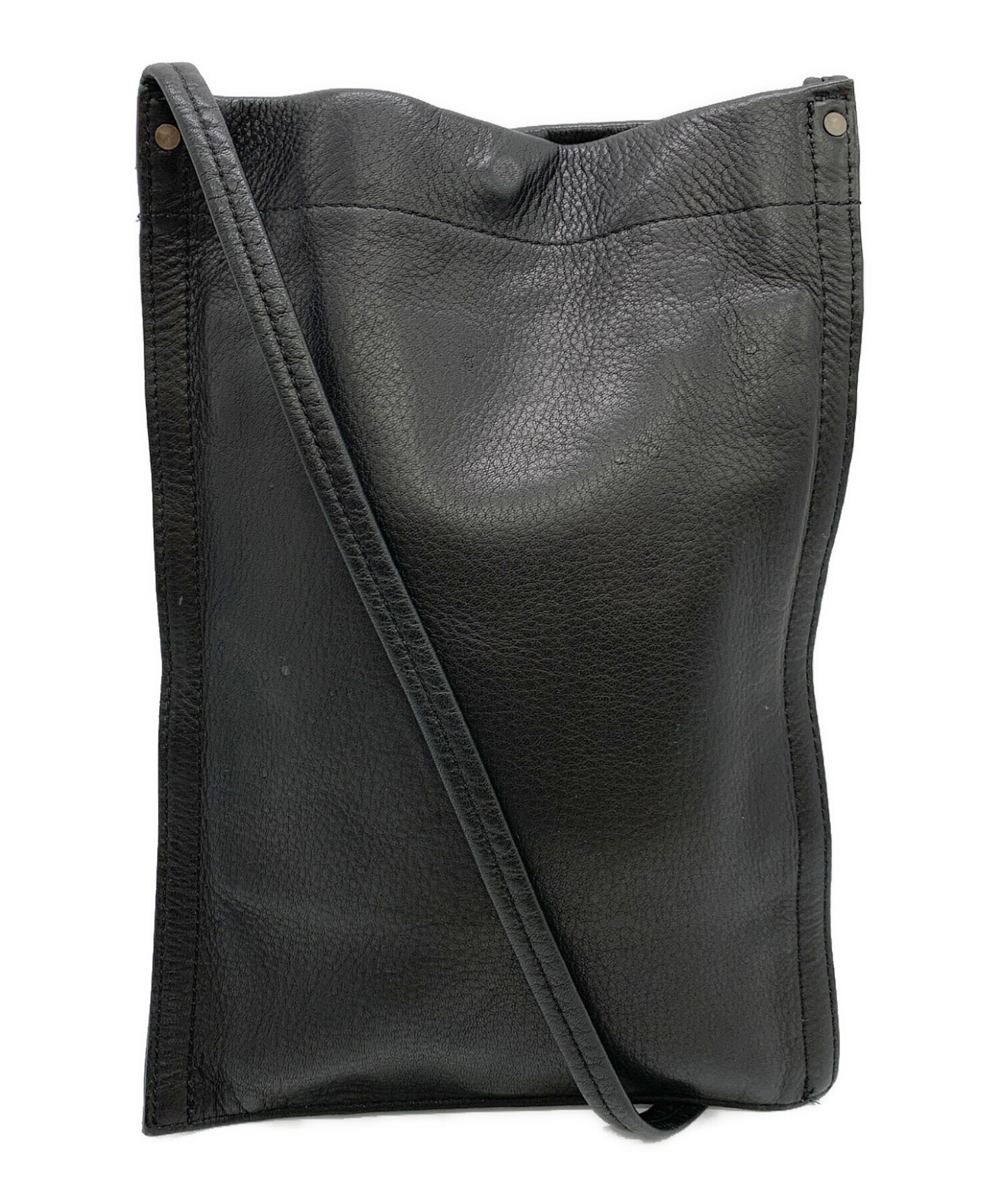 中古・古着通販】PORTER (ポーター) レザーショルダーバッグ ブラック 