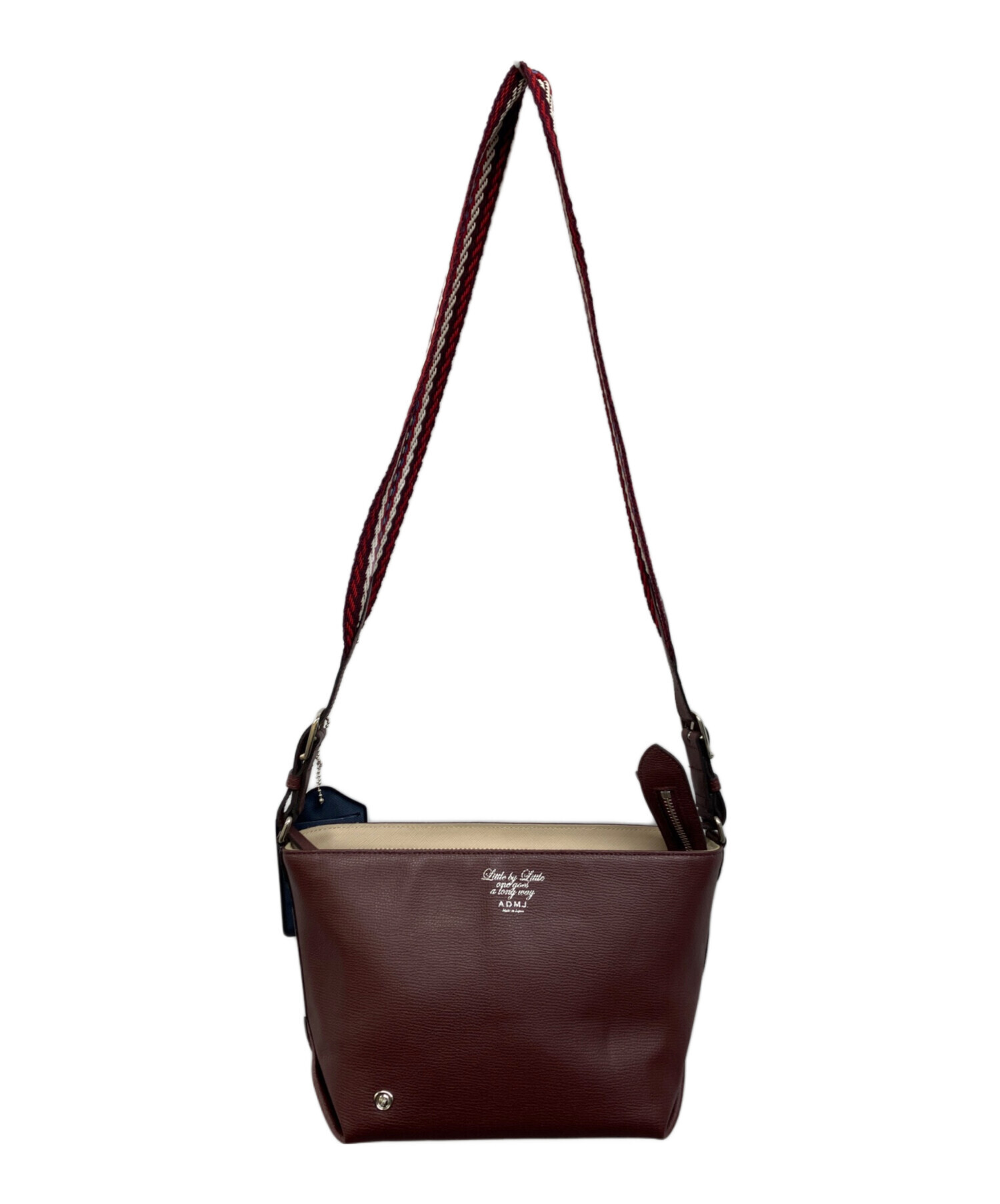 2558　ADMJ ダノビオボトムショルダーバッグ　グレー　ほぼ未使用 & chouette】型押しモノグラム スクエアショルダーバッグ