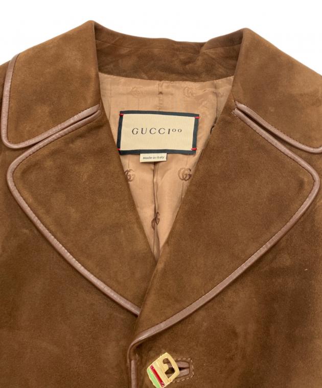 GUCCI ジャケット ブラウン 中古・古着通販】GUCCI (グッチ) レザージャケット ブラウン サイズ:38